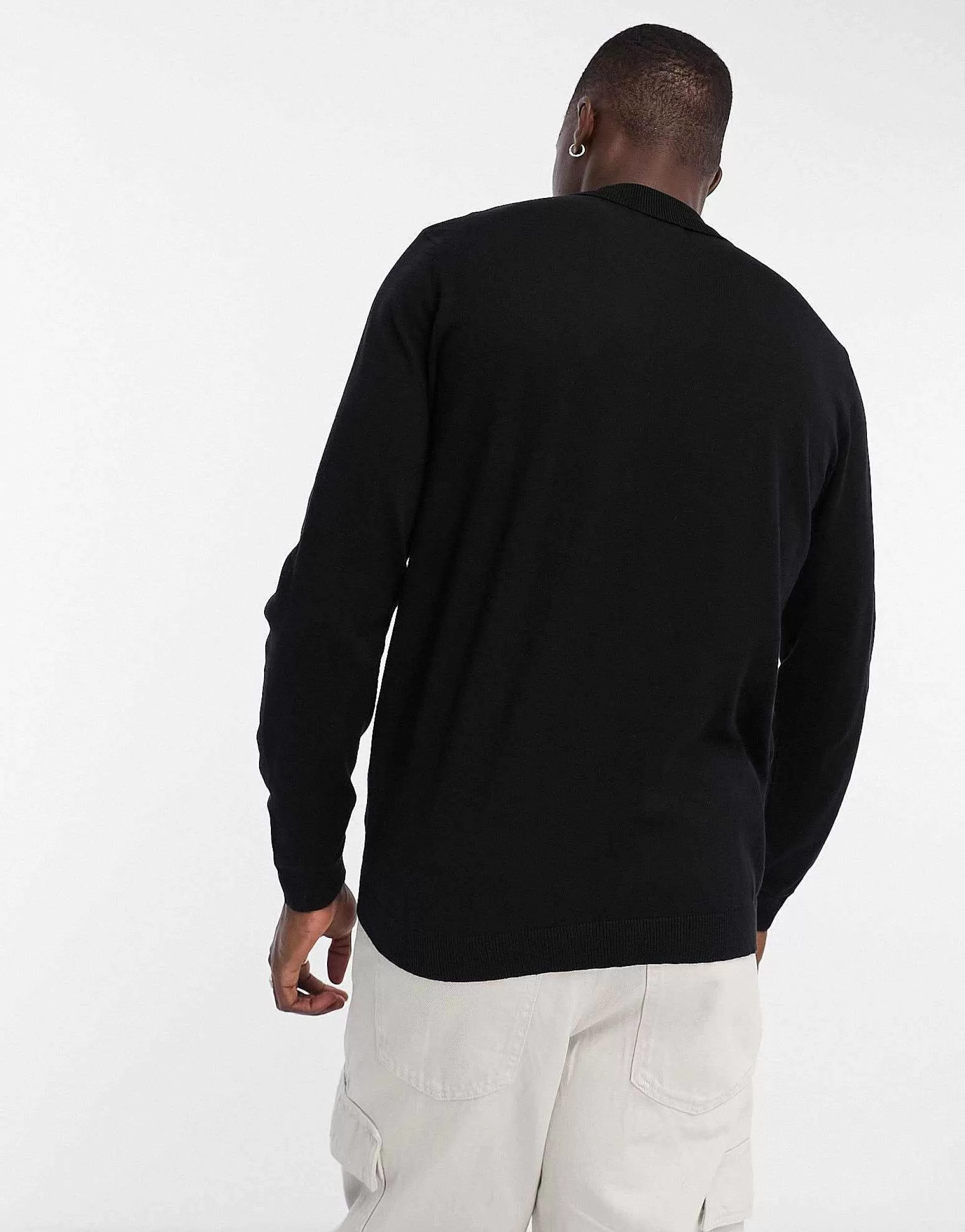 Men DESIGN Knitted Essential Polo Jumper In