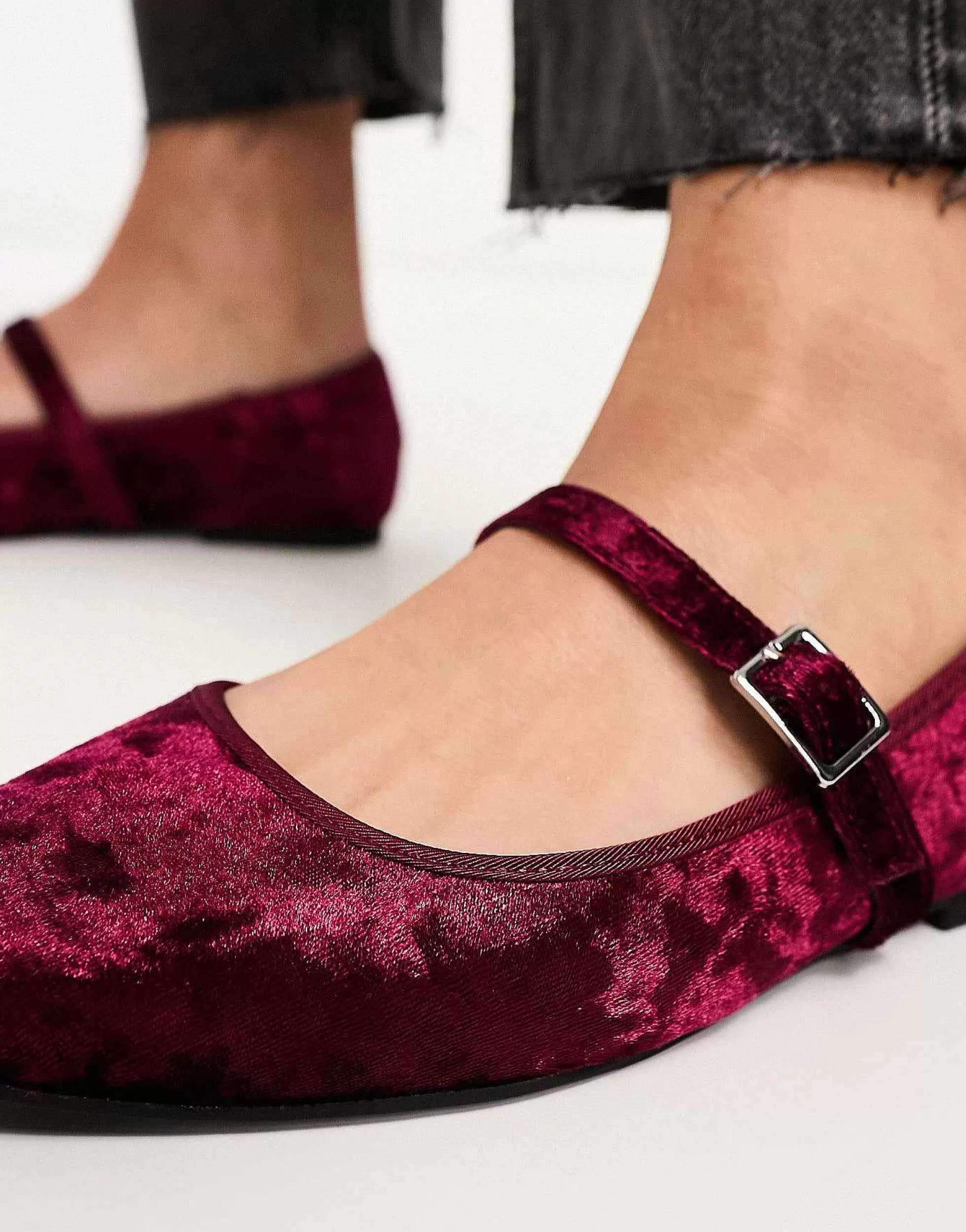 Women DESIGN League Velvet Mary Jane Ballet In