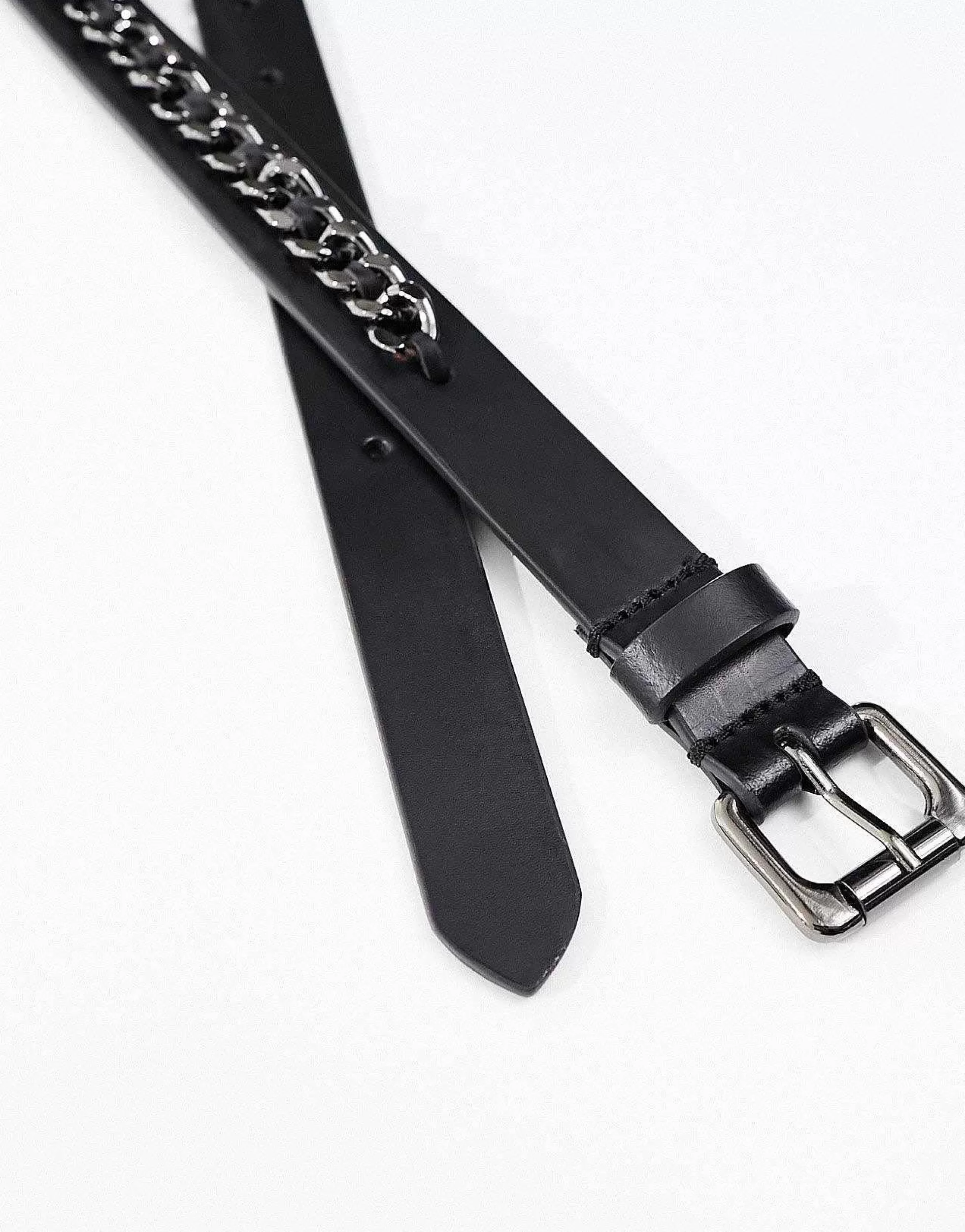 Men DESIGN Leather Belt With Chain In