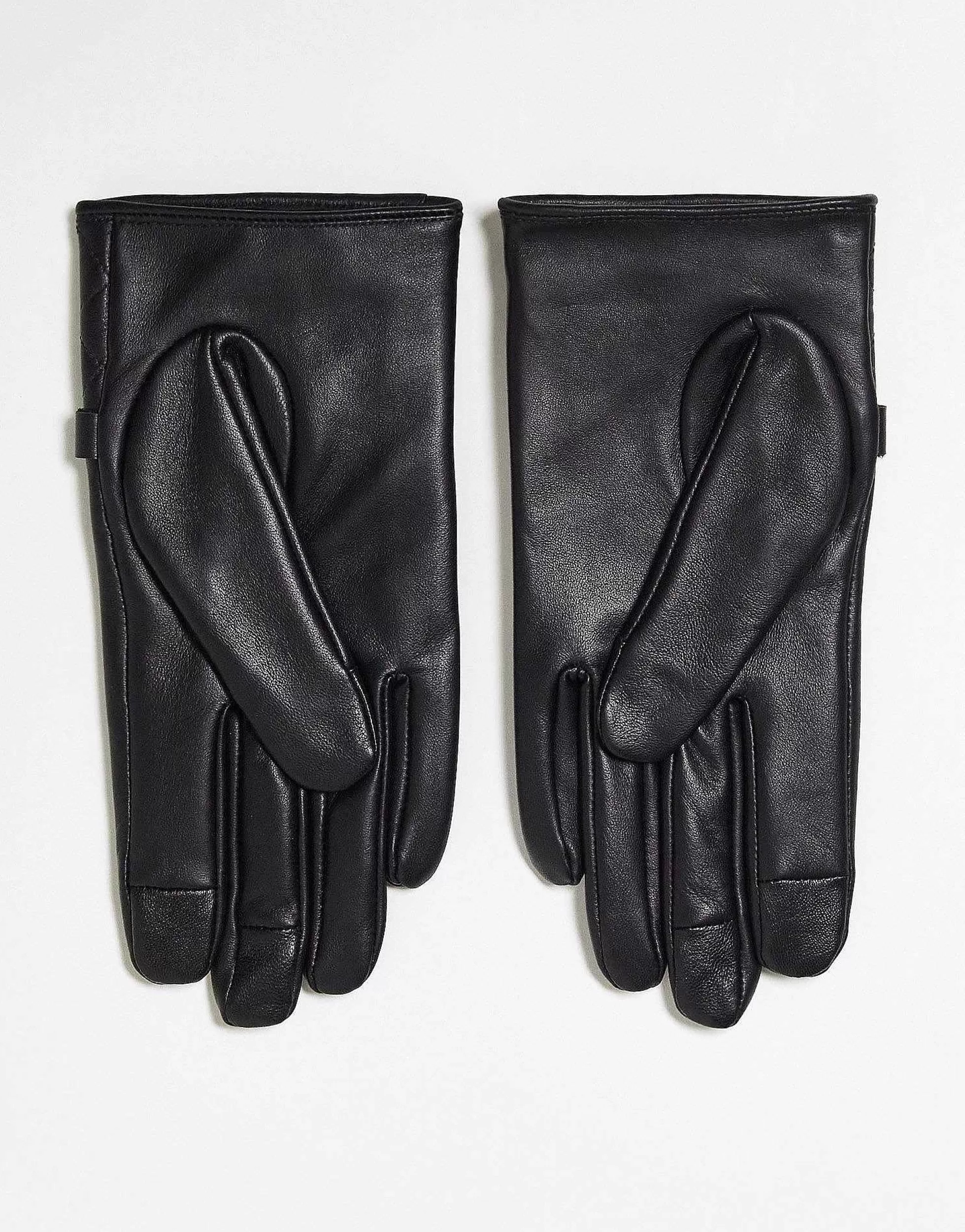 Women DESIGN Leather Gloves With Gold Hardware In