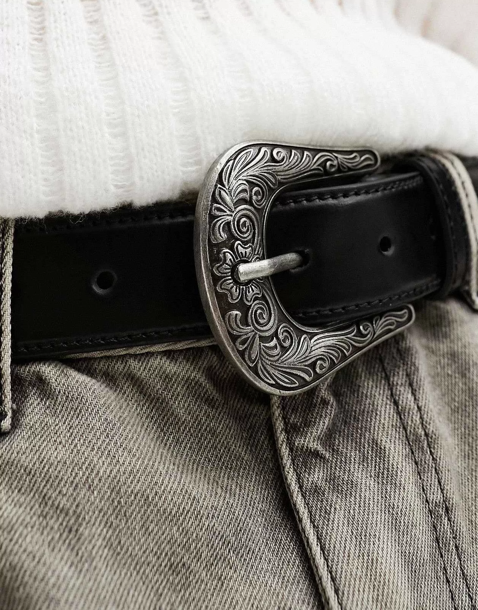 Men DESIGN Leather Woven Belt With Western Buckle In