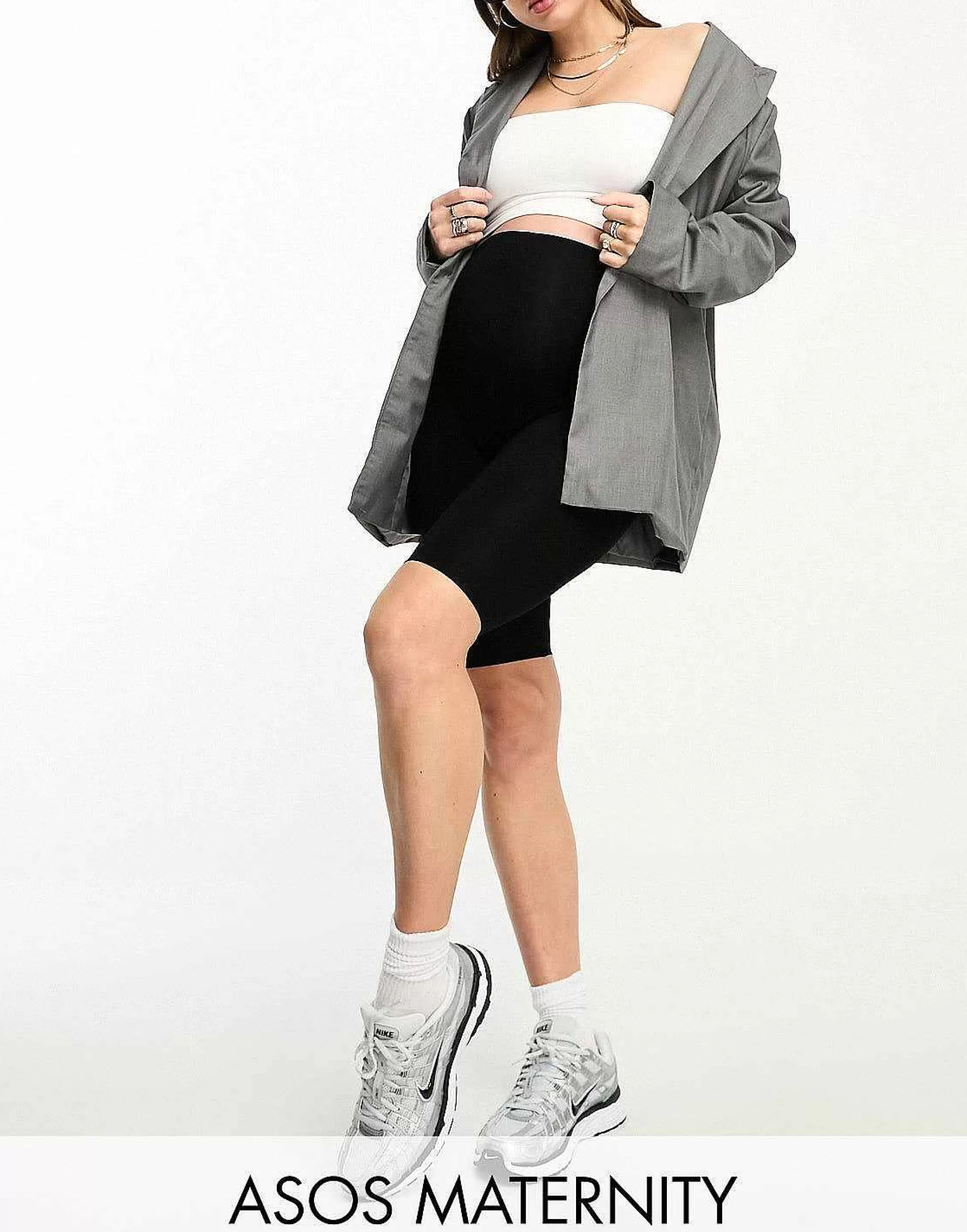 Women Maternity Design Over The Bump Basic Legging Short In