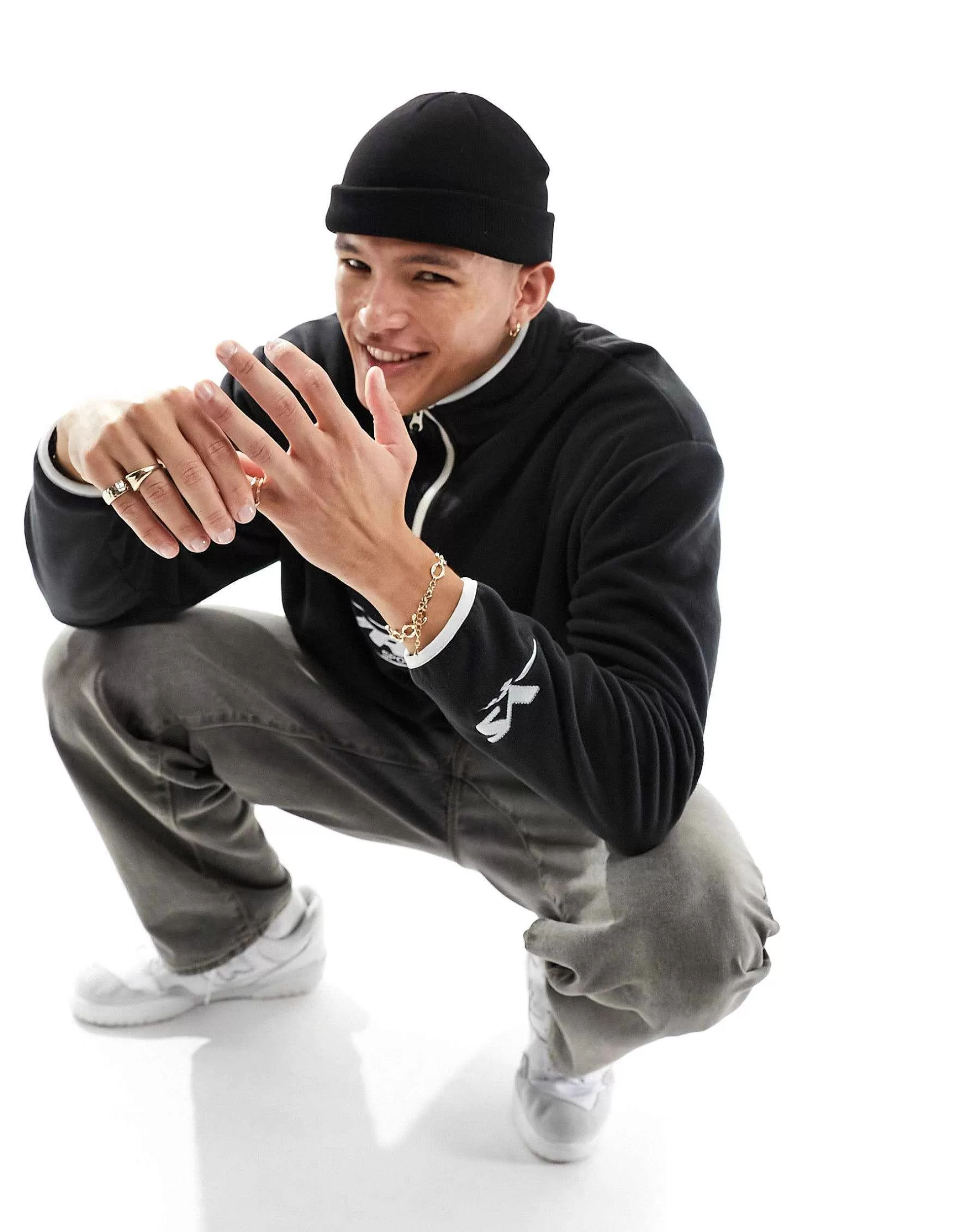 Men DESIGN Mini Fisherman Ribbed Beanie In