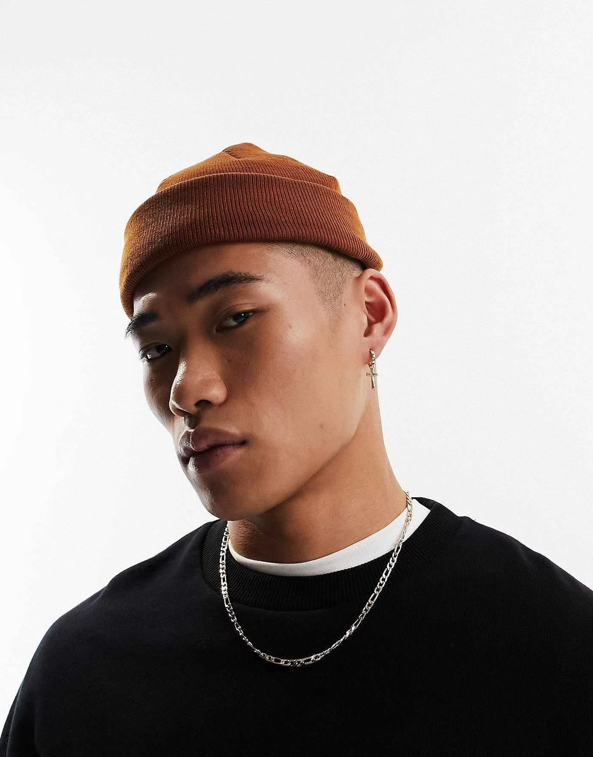 Men DESIGN Mini Fisherman Ribbed Beanie In