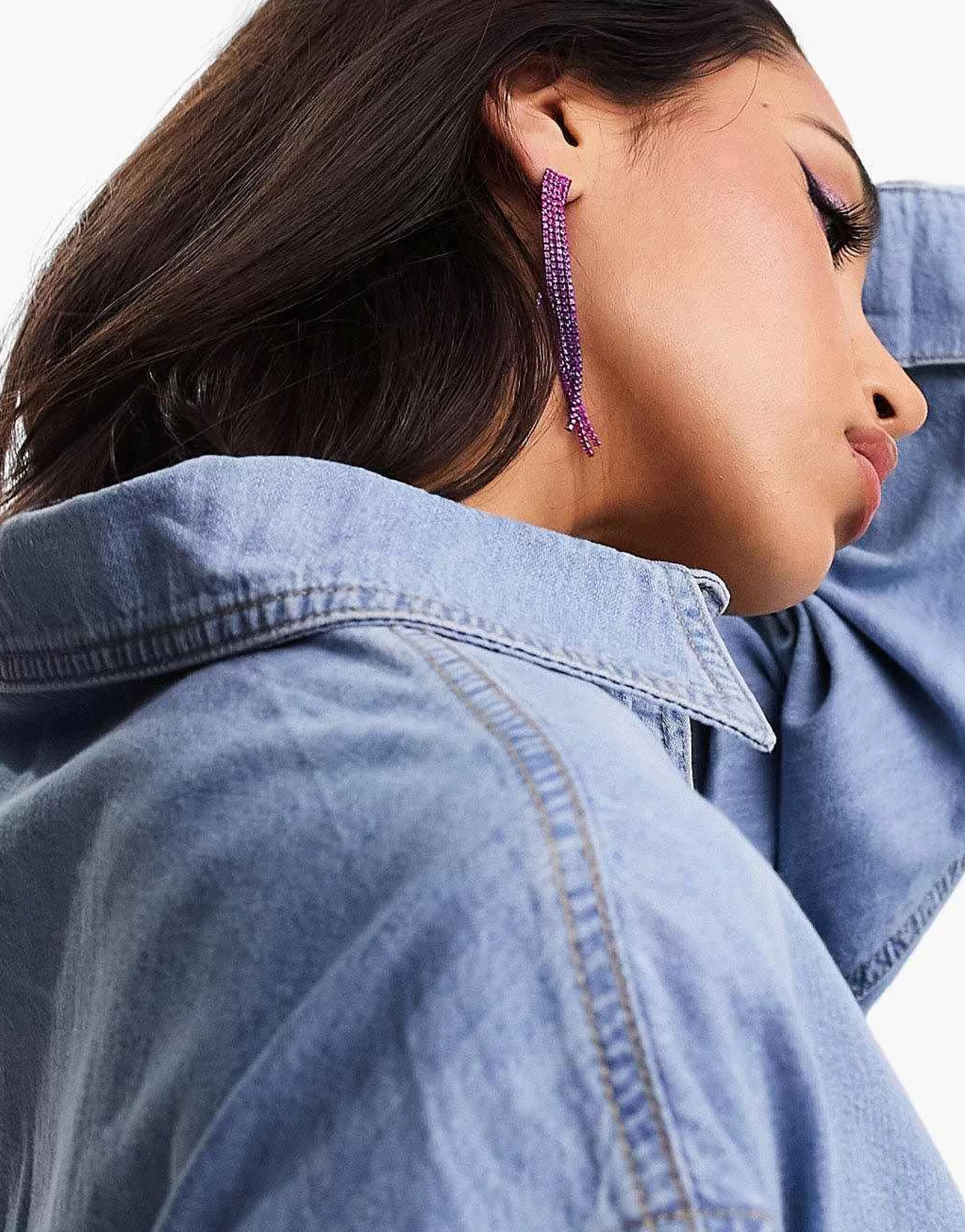 Women DESIGN Minimal Denim Shirt In Lightwash