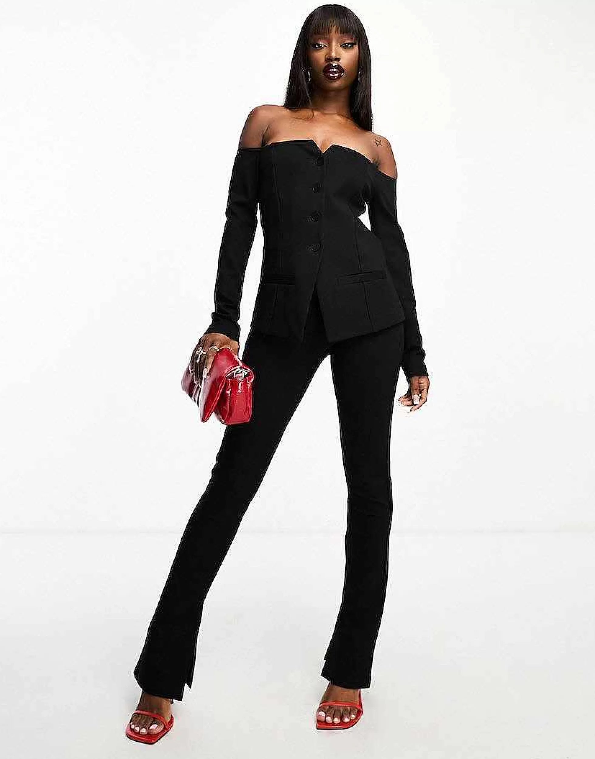 Women DESIGN Mix & Match Bardot Suit In Black