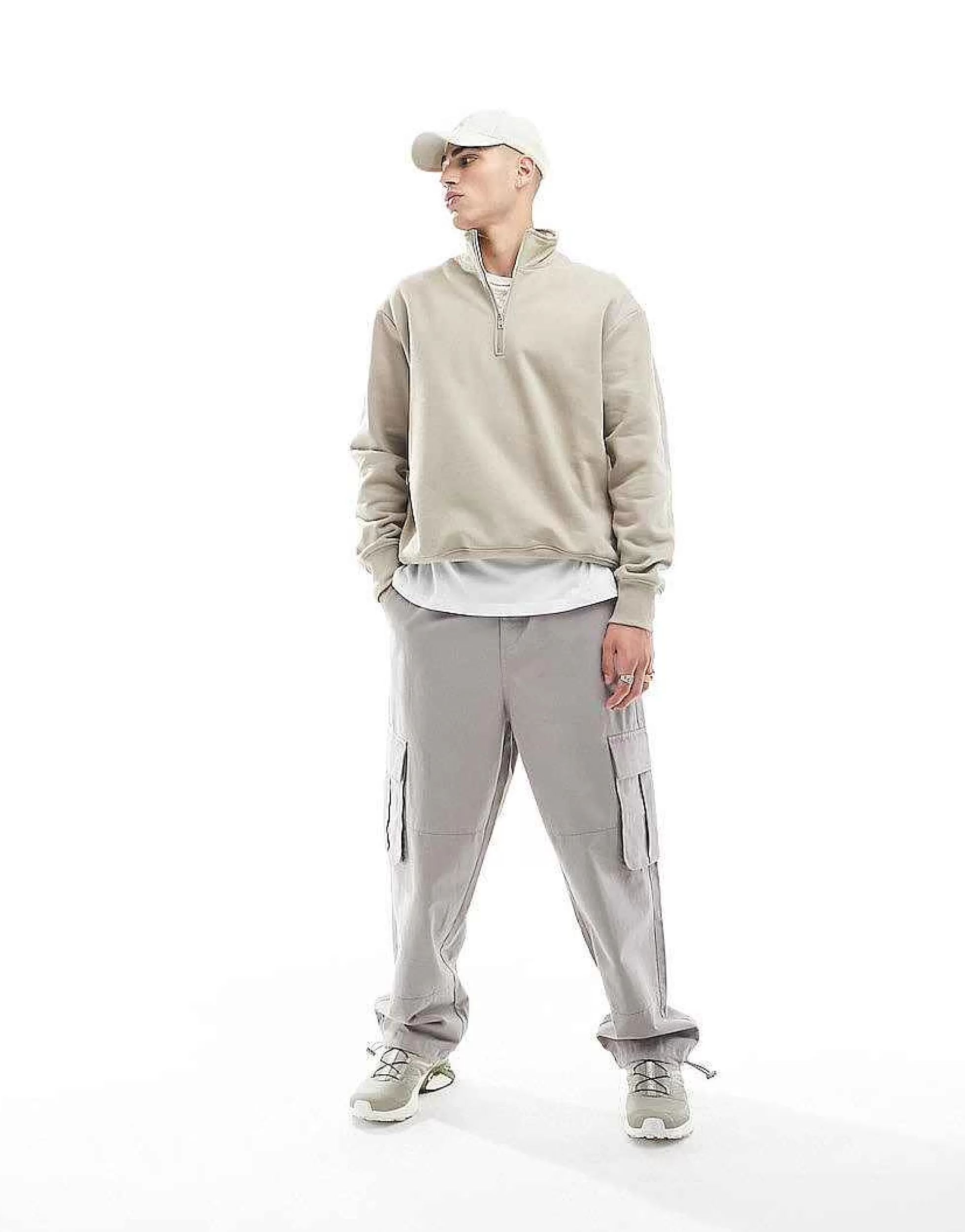 Men DESIGN Mix & Match Heavyweight Set In Beige