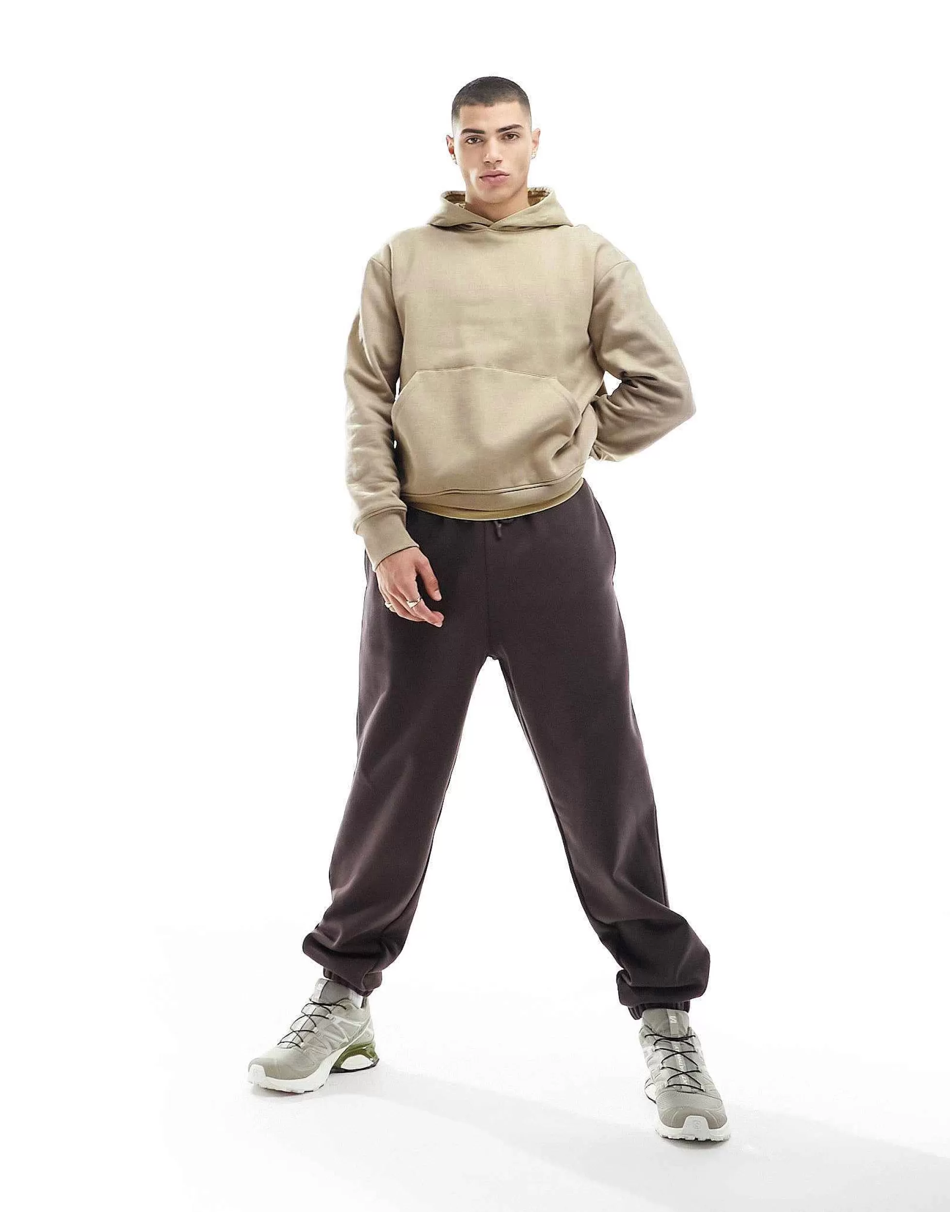 Men DESIGN Mix & Match Heavyweight Set In Beige
