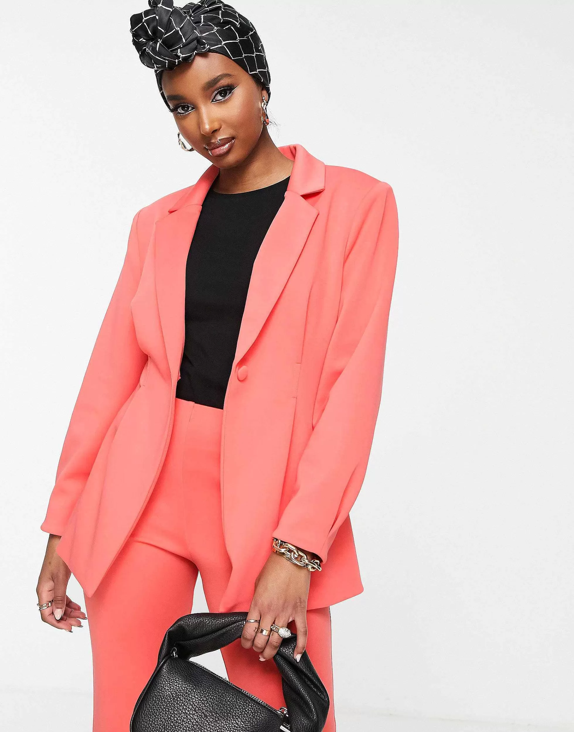 Women DESIGN Mix & Match Jersey Pop Suit In Coral