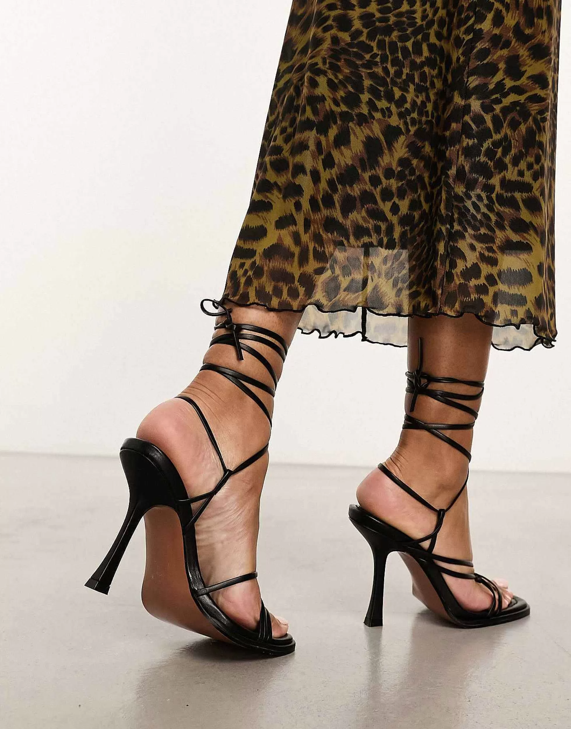 Women DESIGN Nebula Strappy Tie Leg Heeled Sandals In