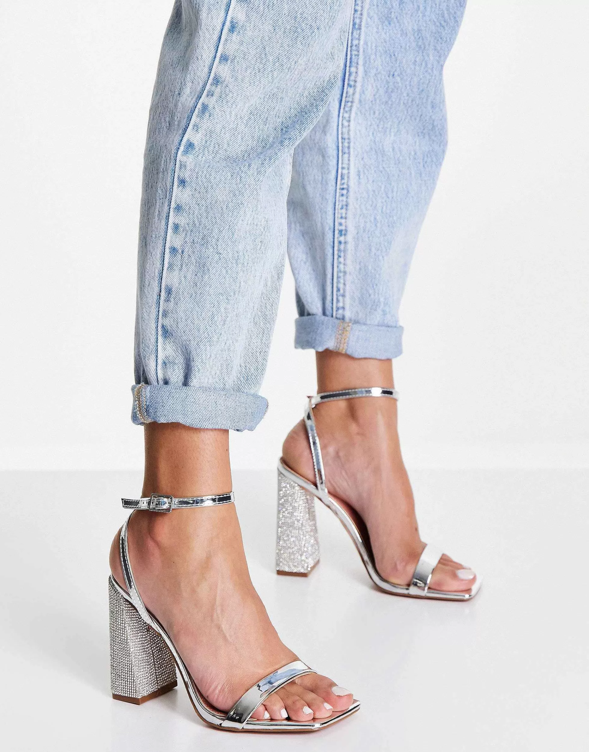 Women DESIGN Nora Embellished Block Heel Barely There Heeled Sandals In