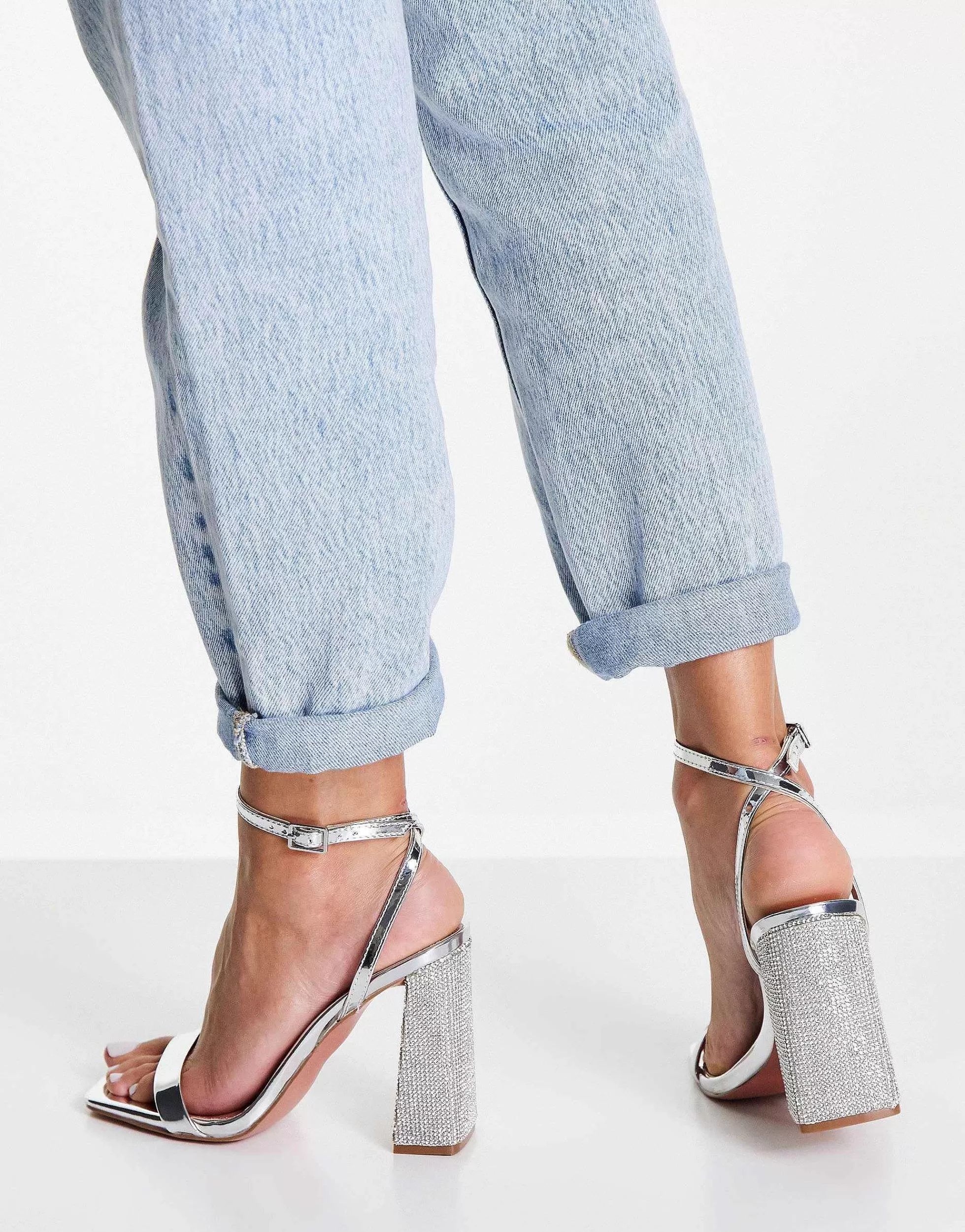 Women DESIGN Nora Embellished Block Heel Barely There Heeled Sandals In
