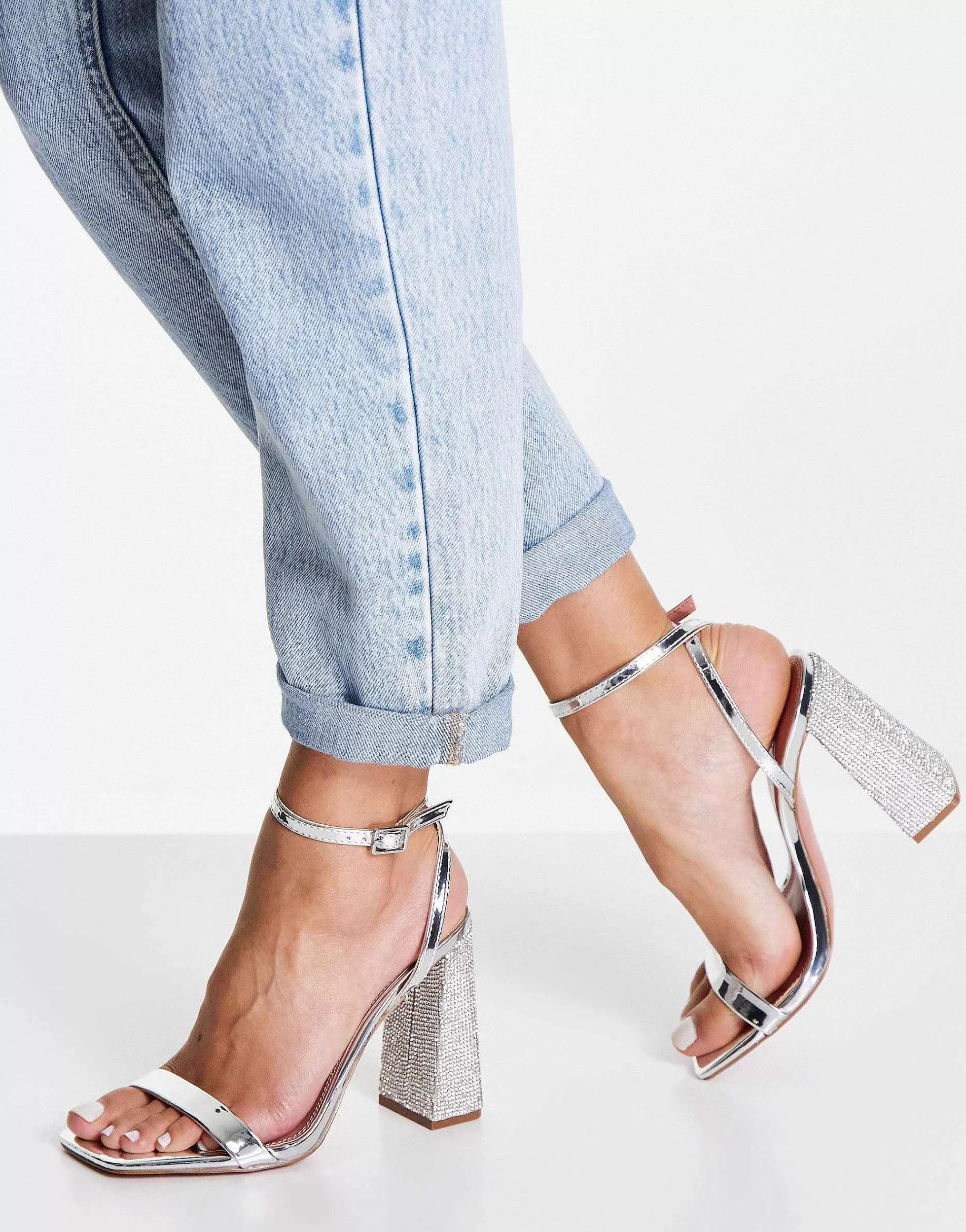 Women DESIGN Nora Embellished Block Heel Barely There Heeled Sandals In