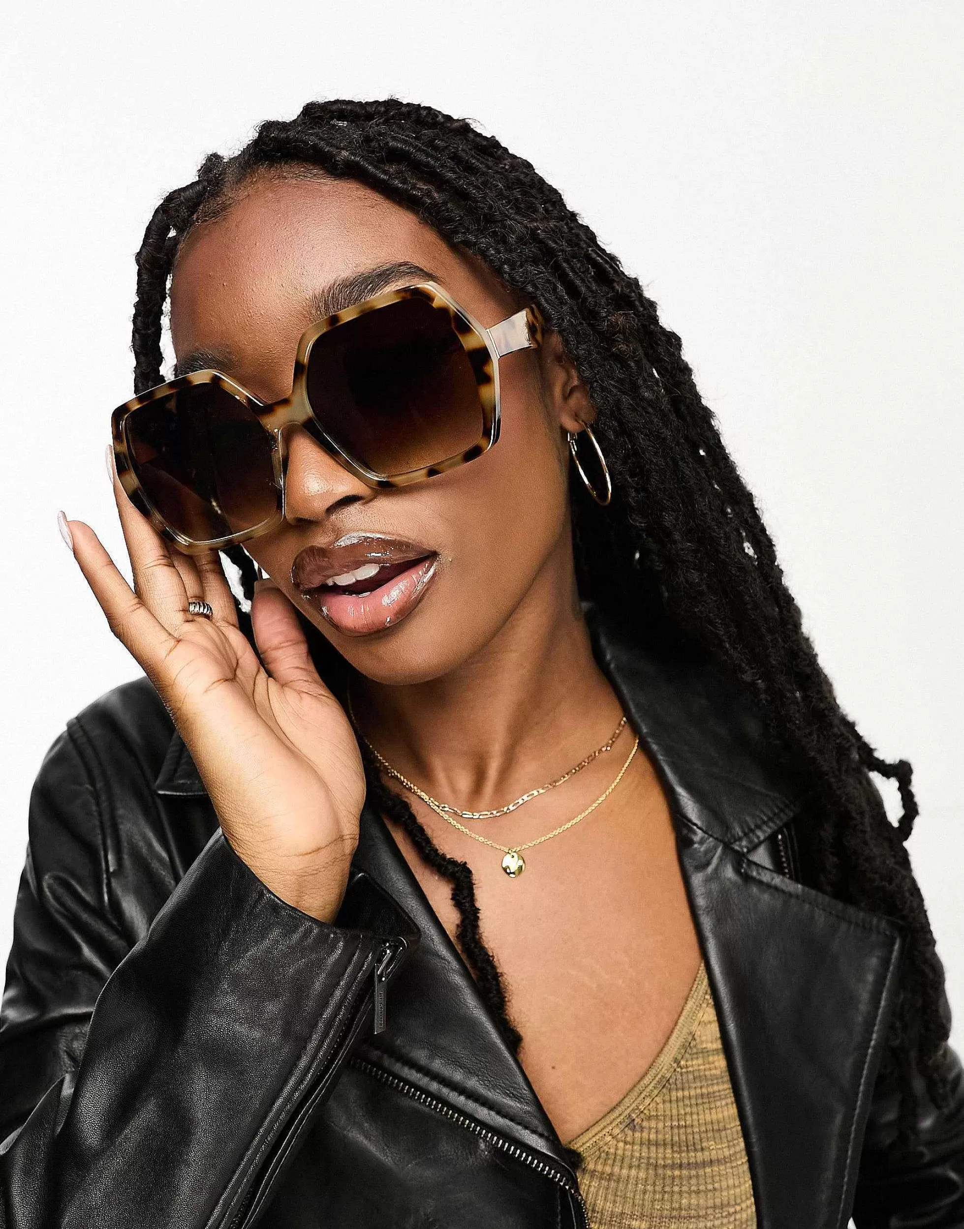 Women DESIGN Oversized 70S Sunglasses In Milky Tort