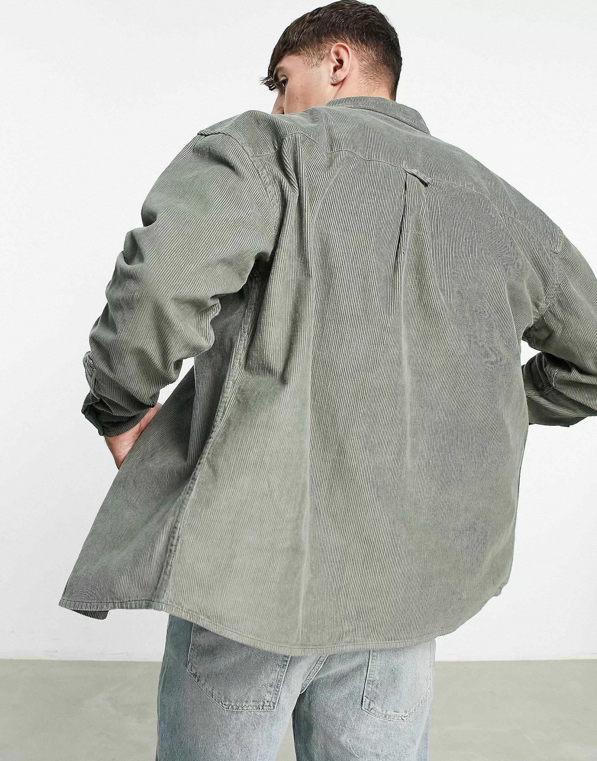 Men DESIGN Oversized 90S Style Cord Shirt In