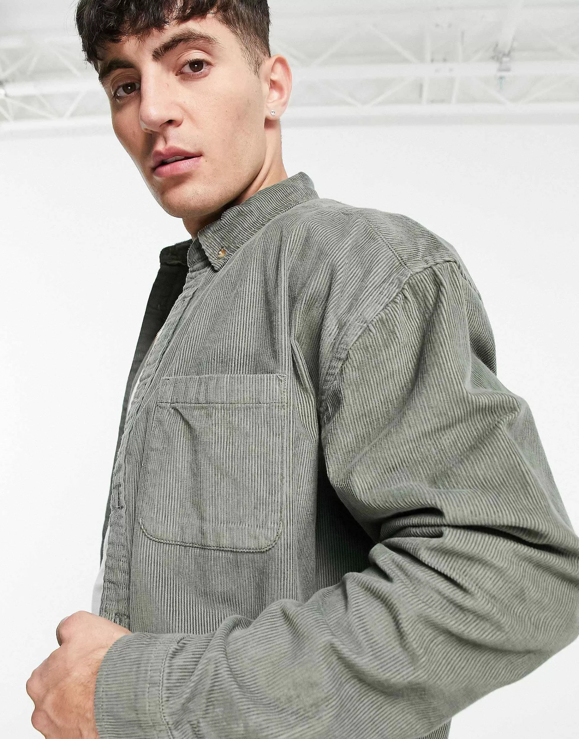 Men DESIGN Oversized 90S Style Cord Shirt In