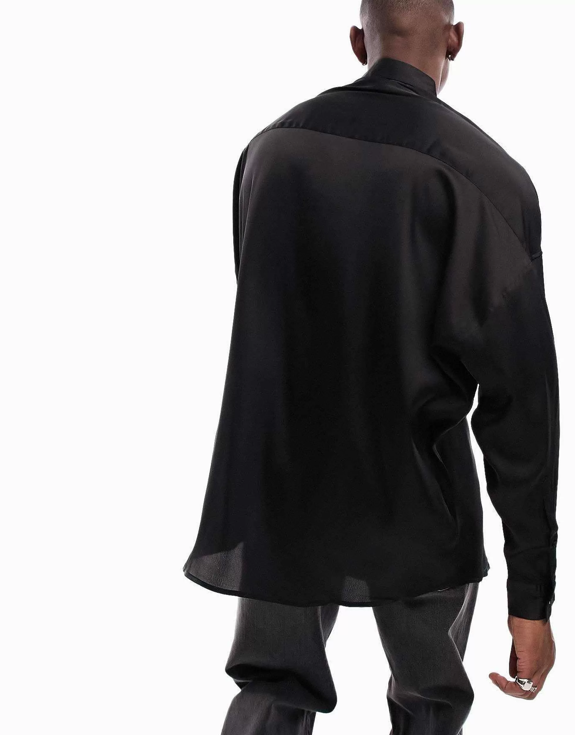 Men DESIGN Oversized Satin Shirt In