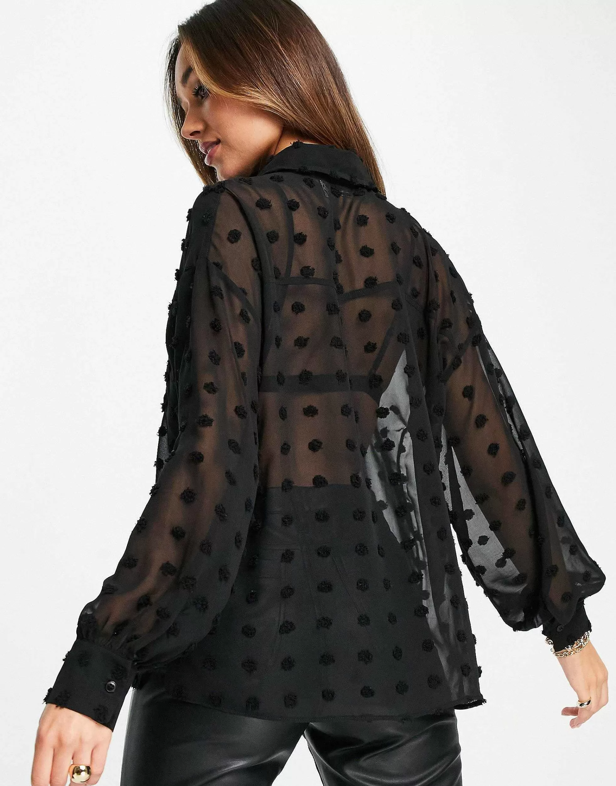 Women DESIGN Oversized Shirt In Dobby