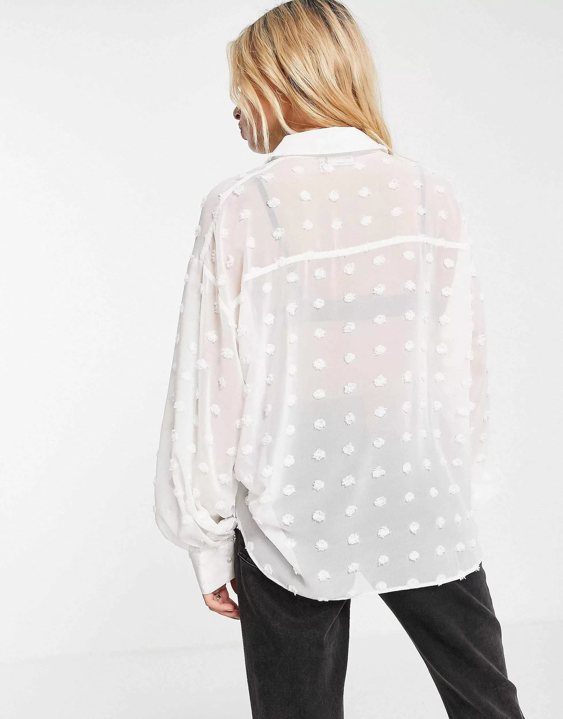Women DESIGN Oversized Shirt In Dobby