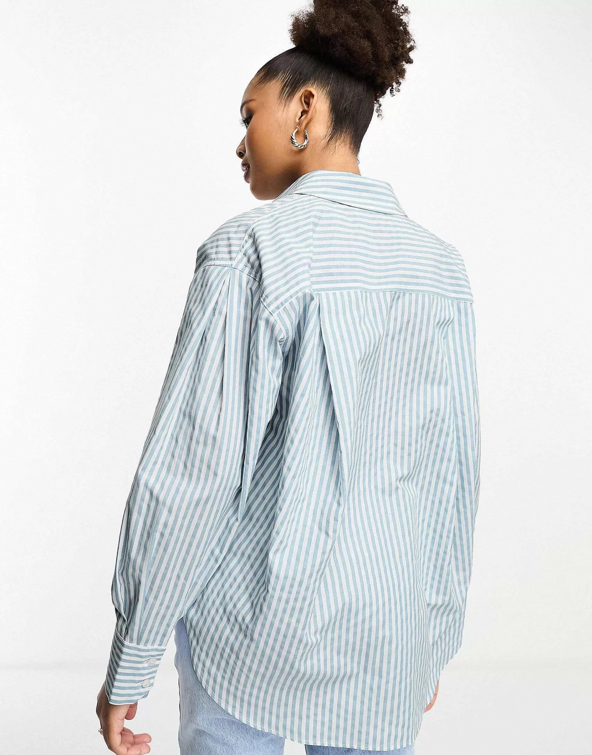 Women DESIGN Oxford Shirt In Blue And White Stripe