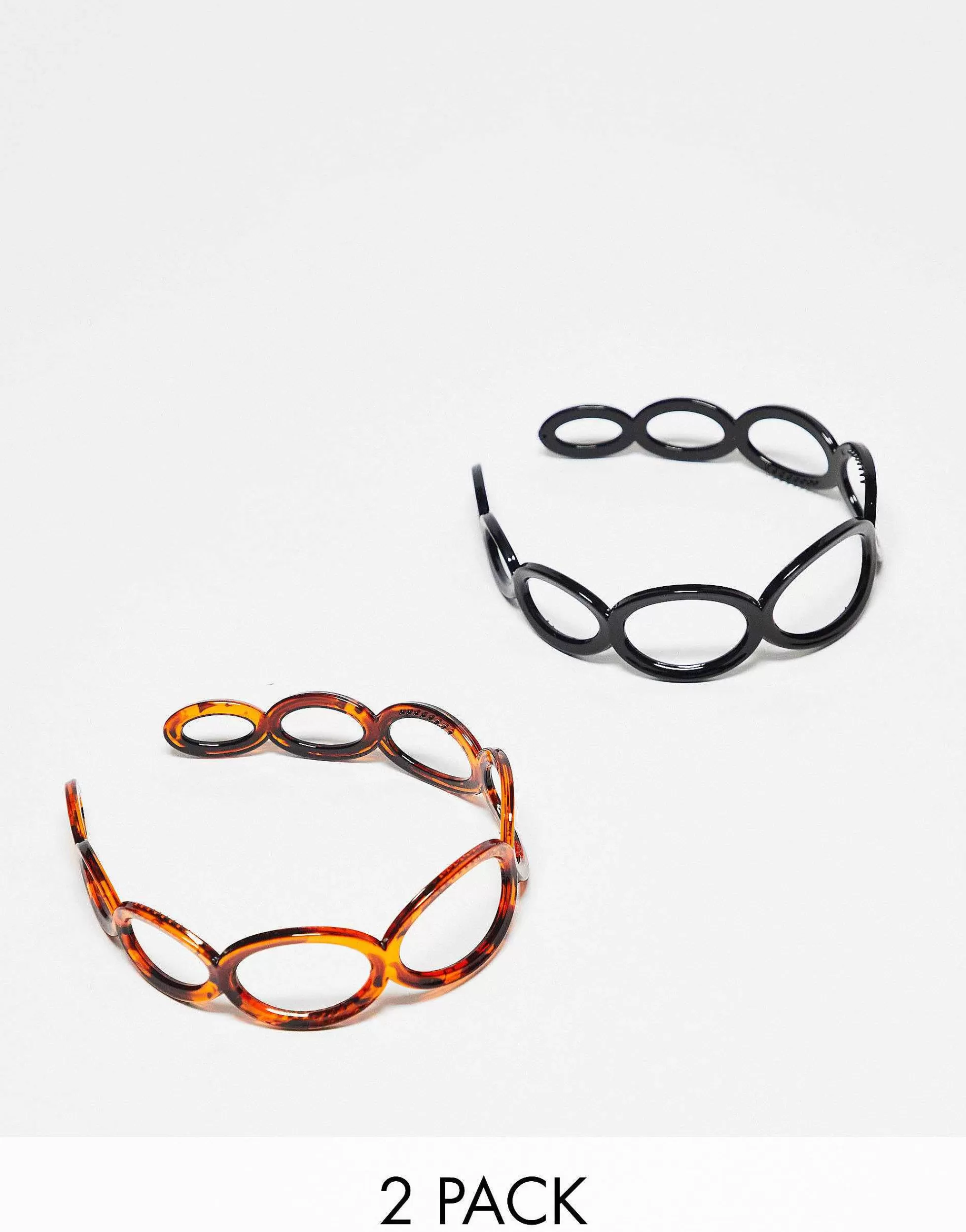 Women DESIGN Pack Of 2 Headband With Circle In Black And Tort
