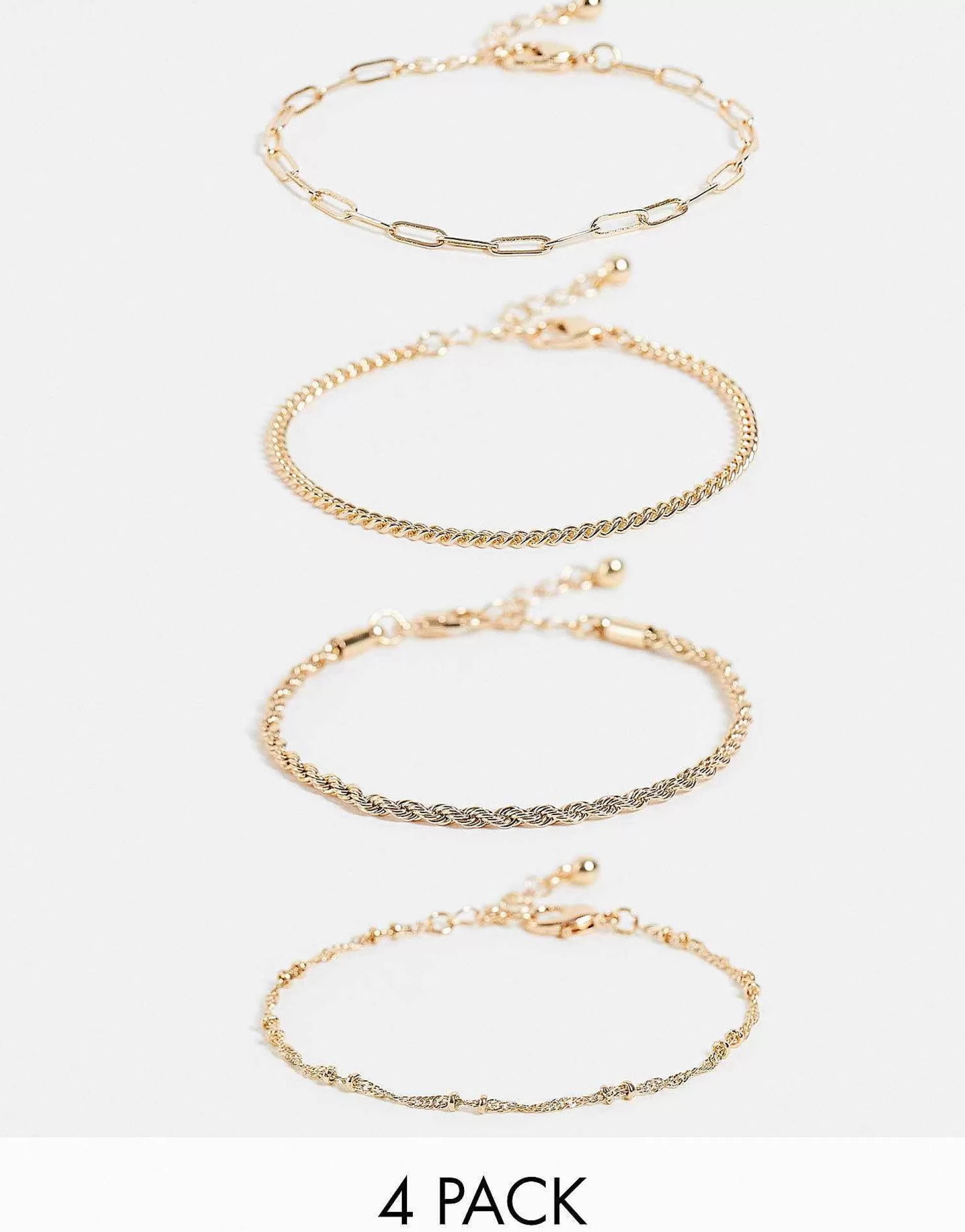 Women DESIGN Pack Of 4 Fine Chain Bracelets In Tone