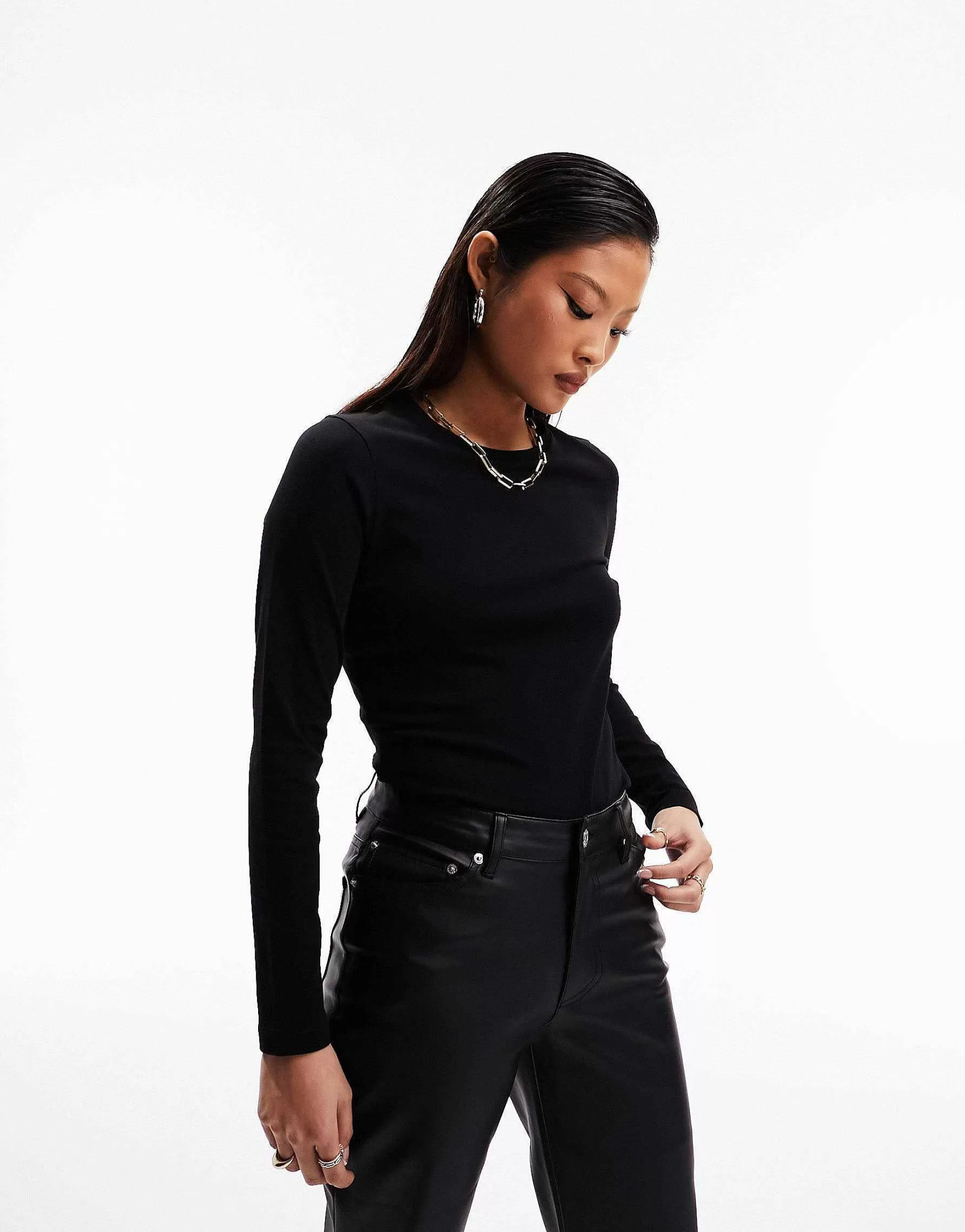 Women Petite Design Ultimate Slim Fit T-Shirt With Long Sleeves In Cotton In
