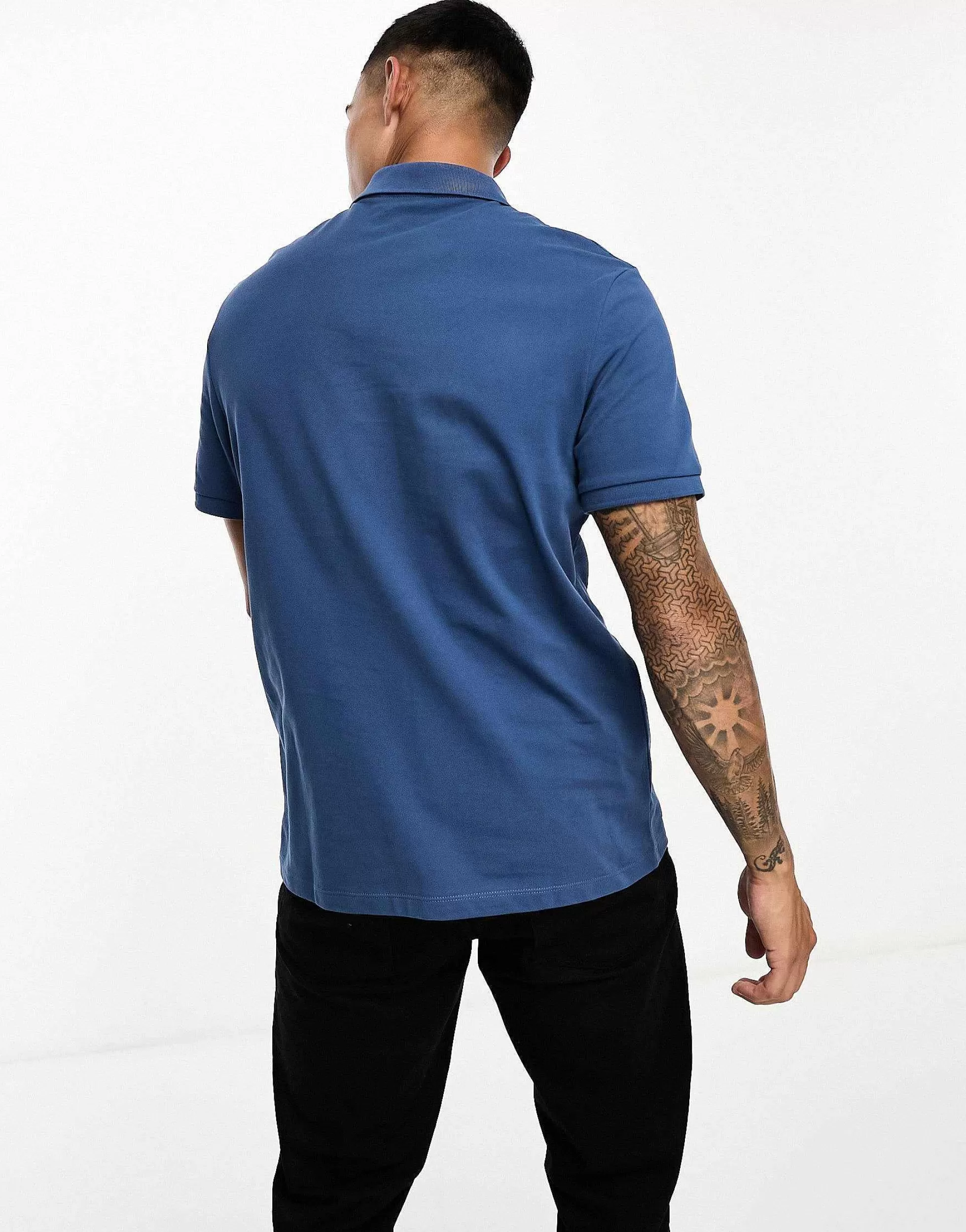 Men DESIGN Pique Polo Shirt In Blue