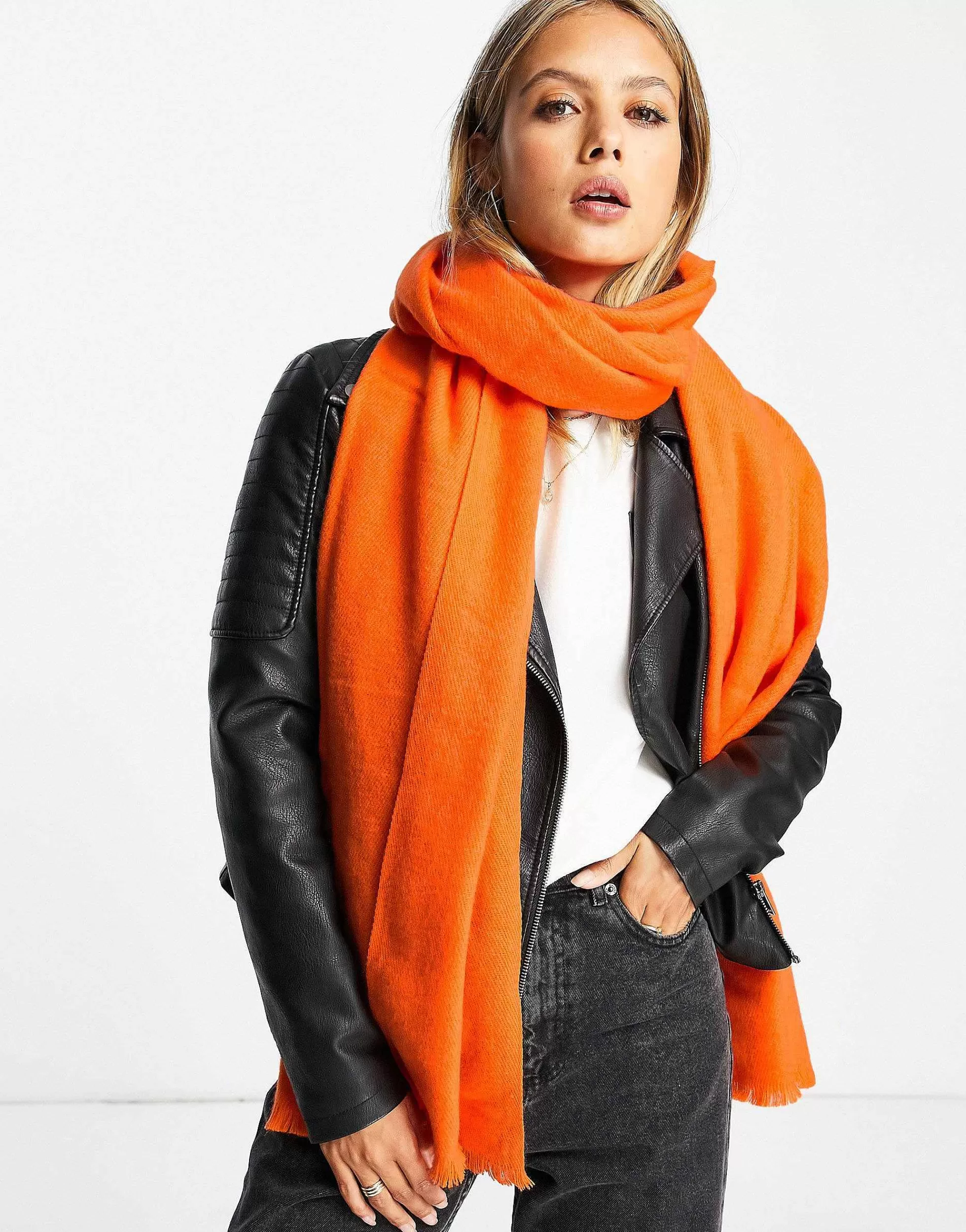 Women DESIGN Raw Edge Scarf In Bright
