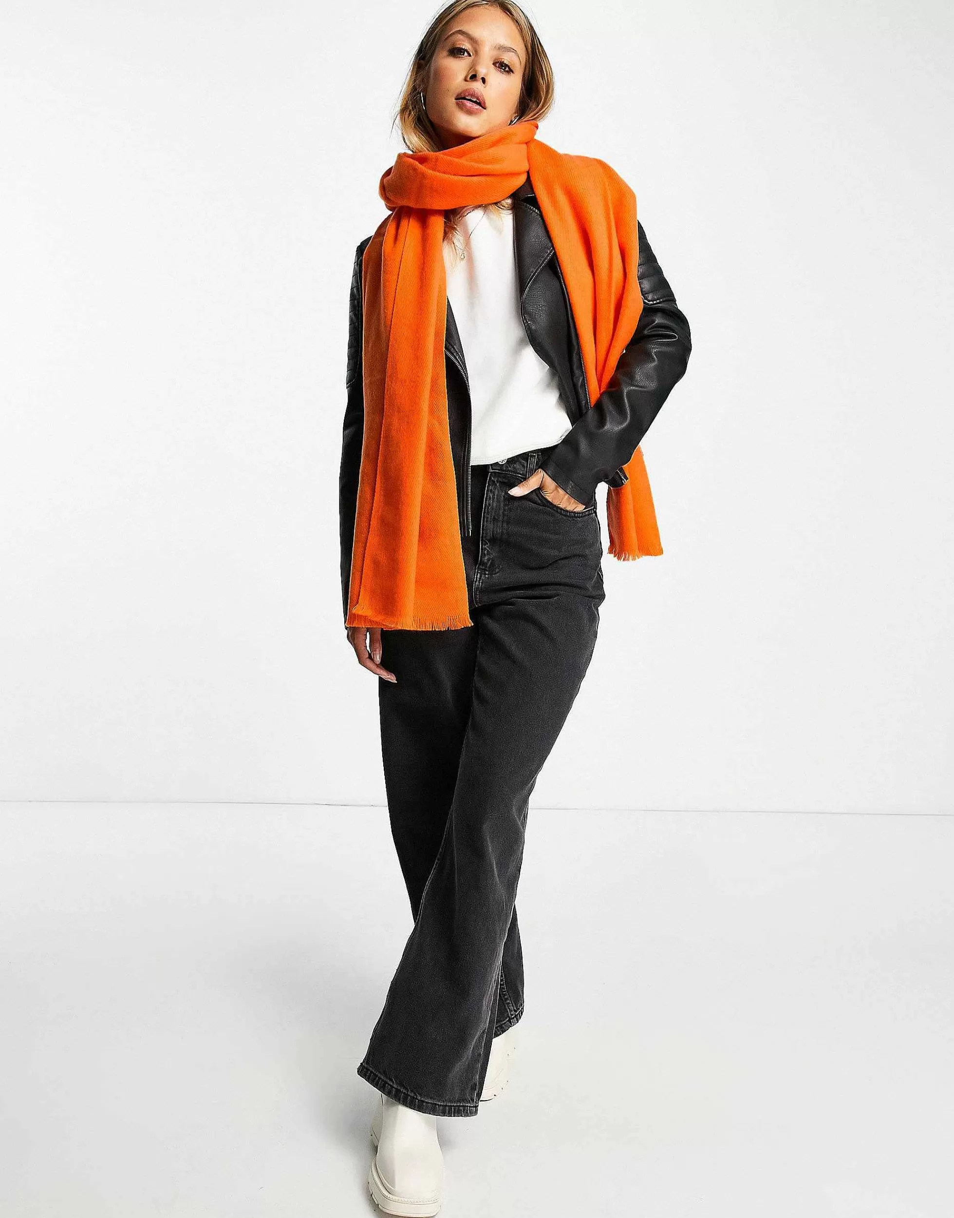 Women DESIGN Raw Edge Scarf In Bright