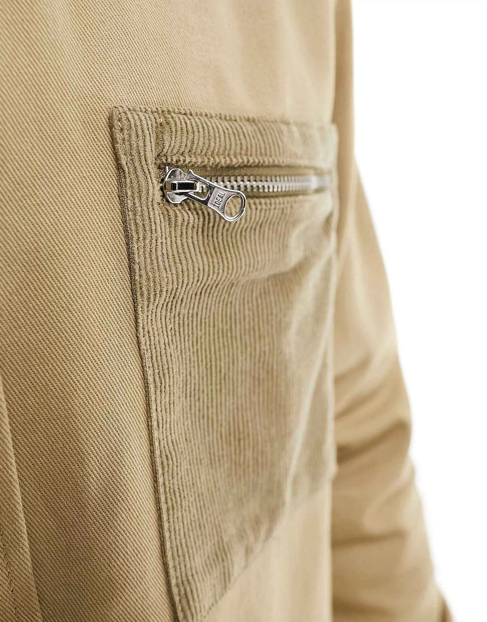 Men DESIGN Relaxed Shirt With Contrast Cord Collar And Pocket In