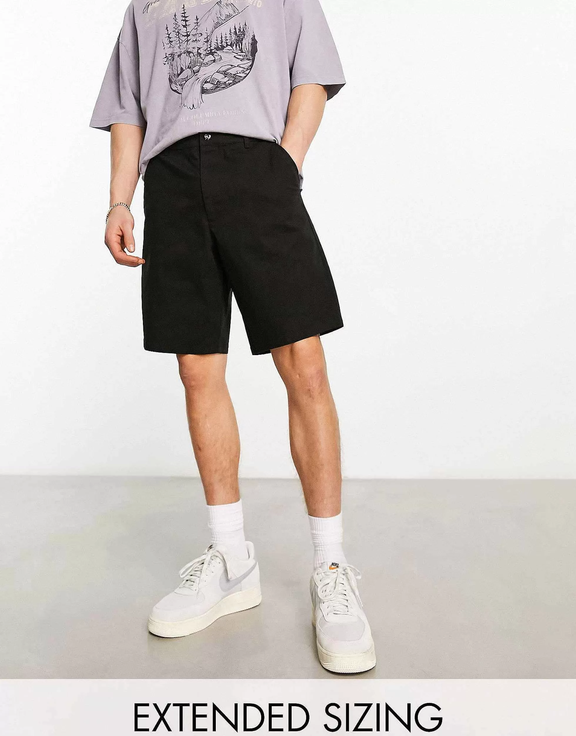 Men DESIGN Relaxed Skater Chino Shorts In Longer Length In