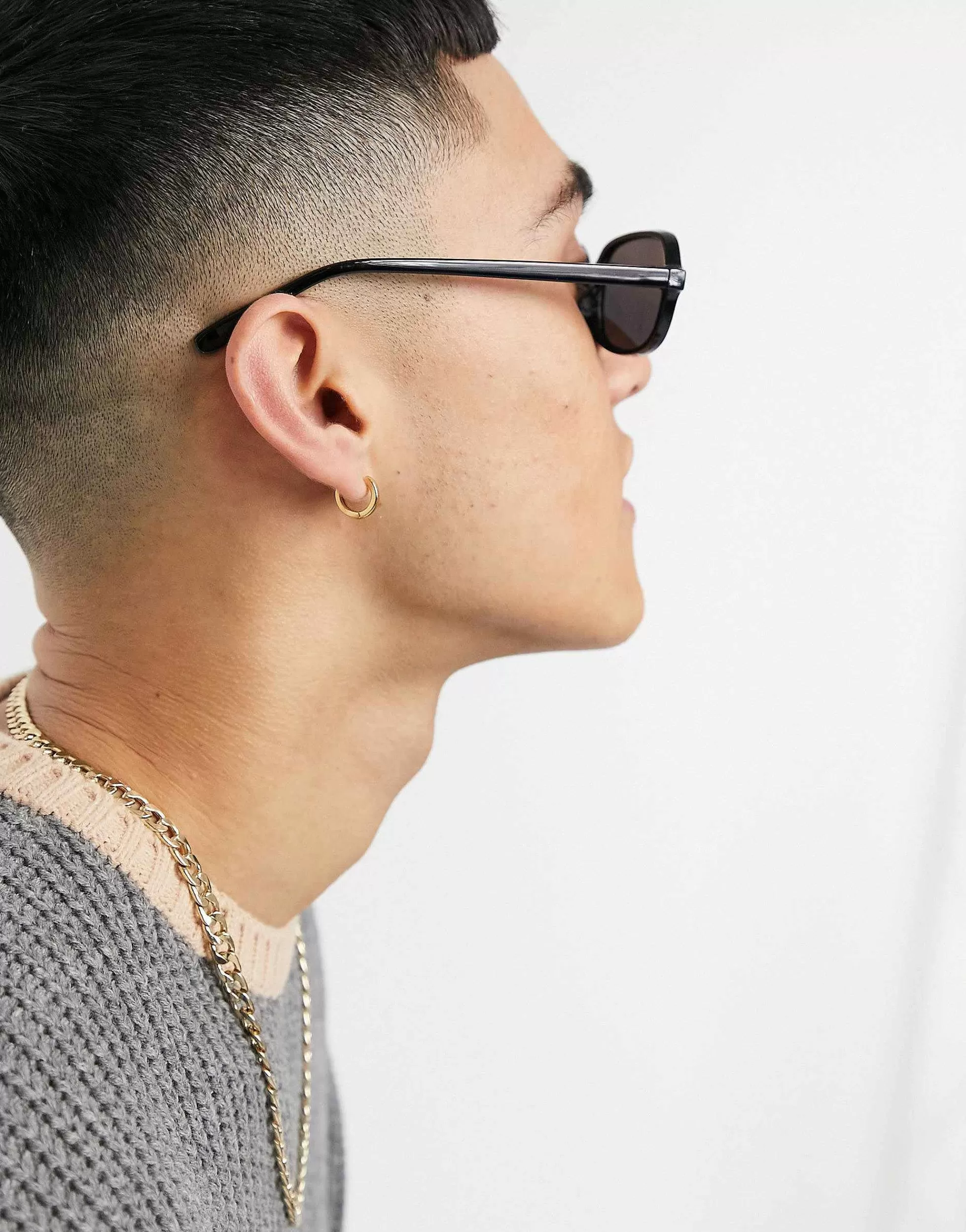Men DESIGN Retro Frame Square Sunglasses With Smoke Lens In