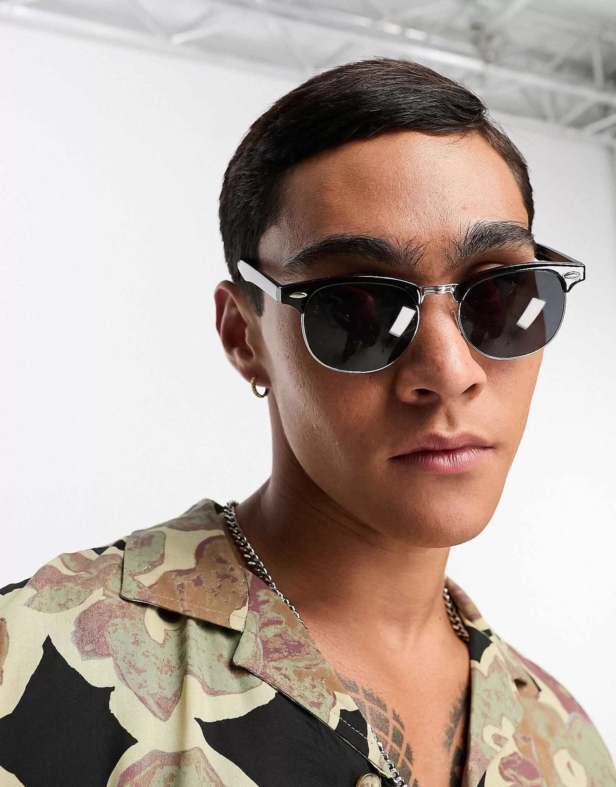 Men DESIGN Retro Sunglasses With Smoke Lens In