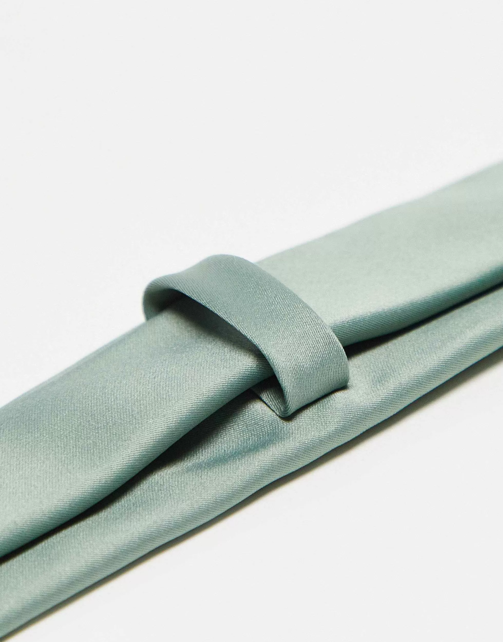 Men DESIGN Satin Tie In Sage Green