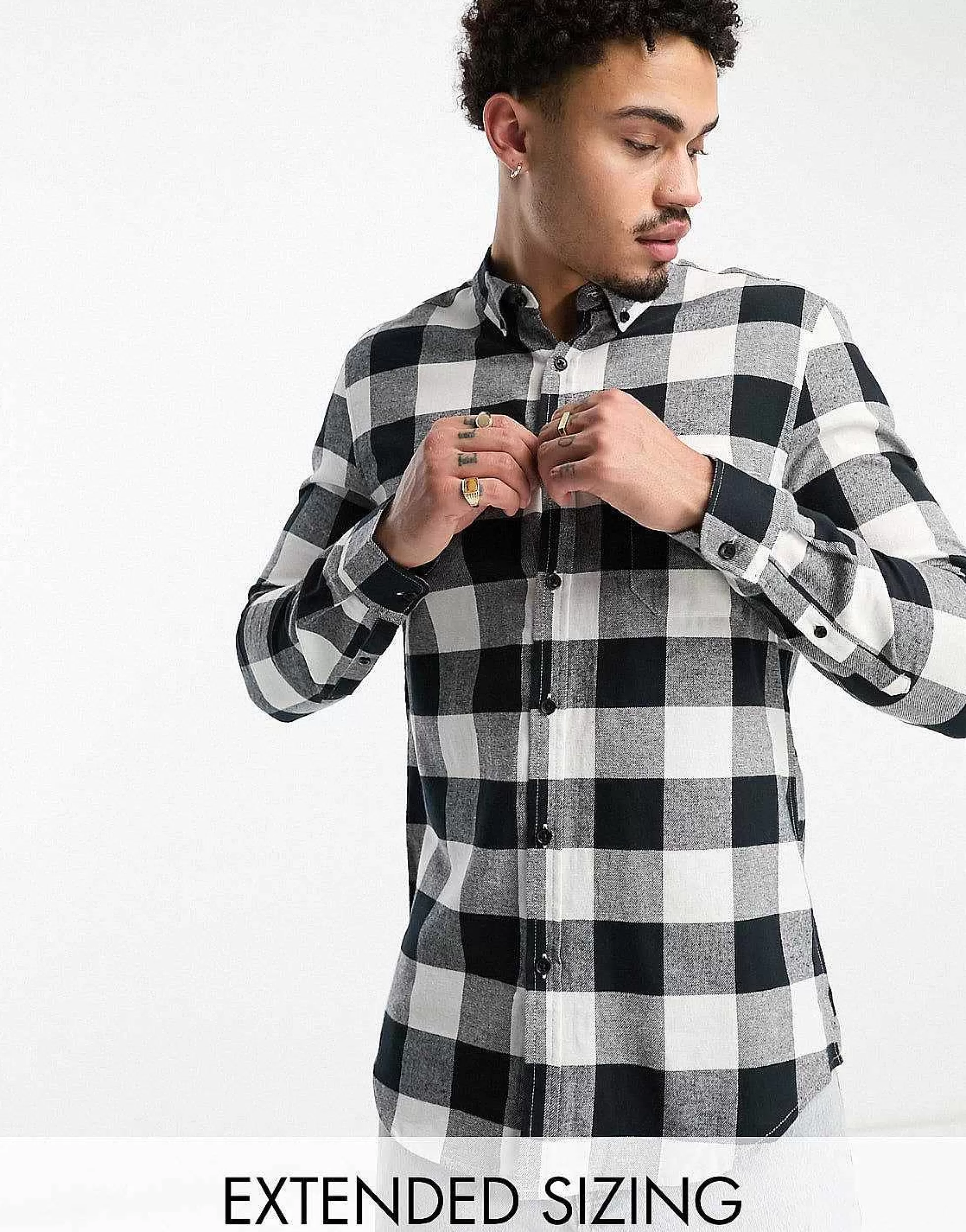 Men DESIGN Shirt In And White Buffalo Check