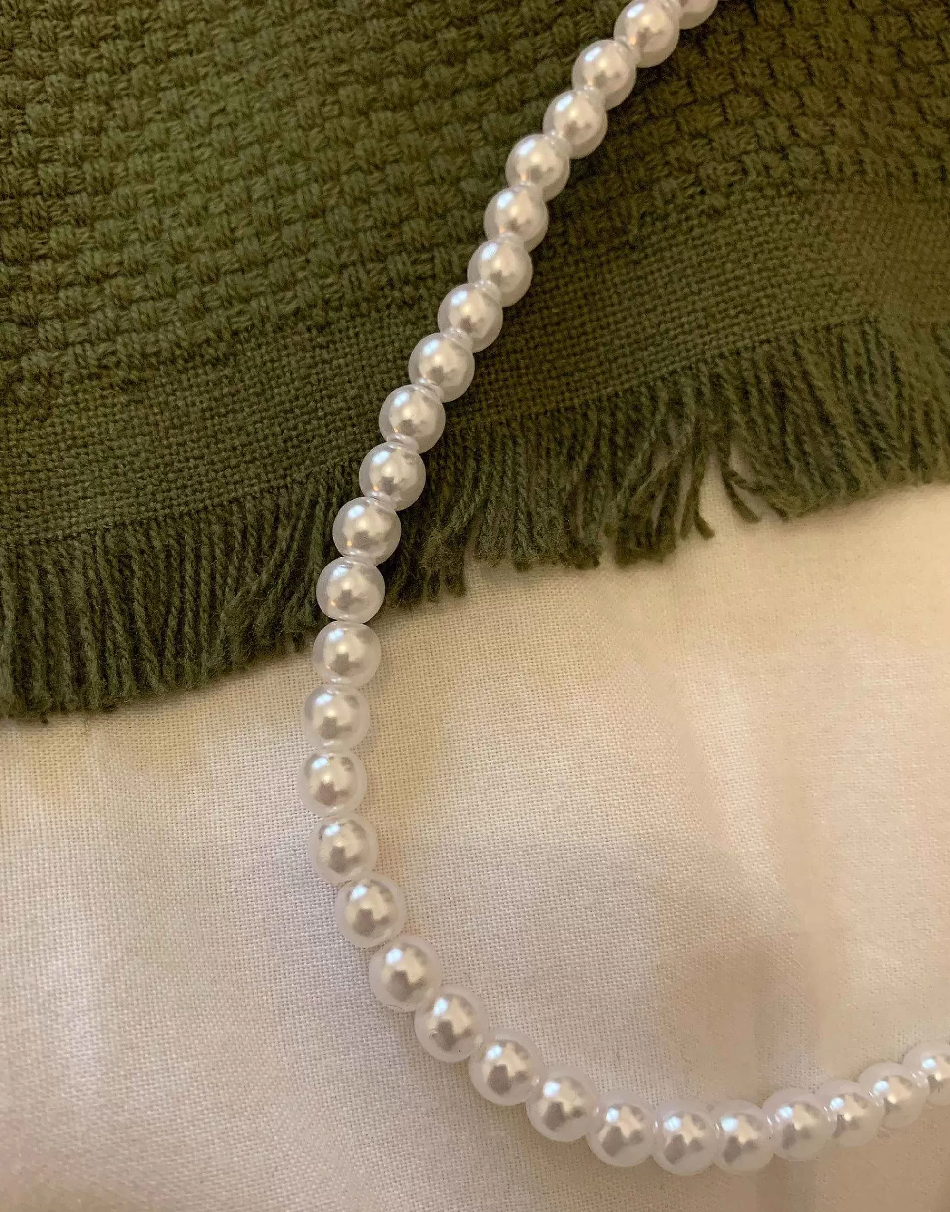 Men DESIGN Short 6Mm Glass Faux Pearl Necklace In