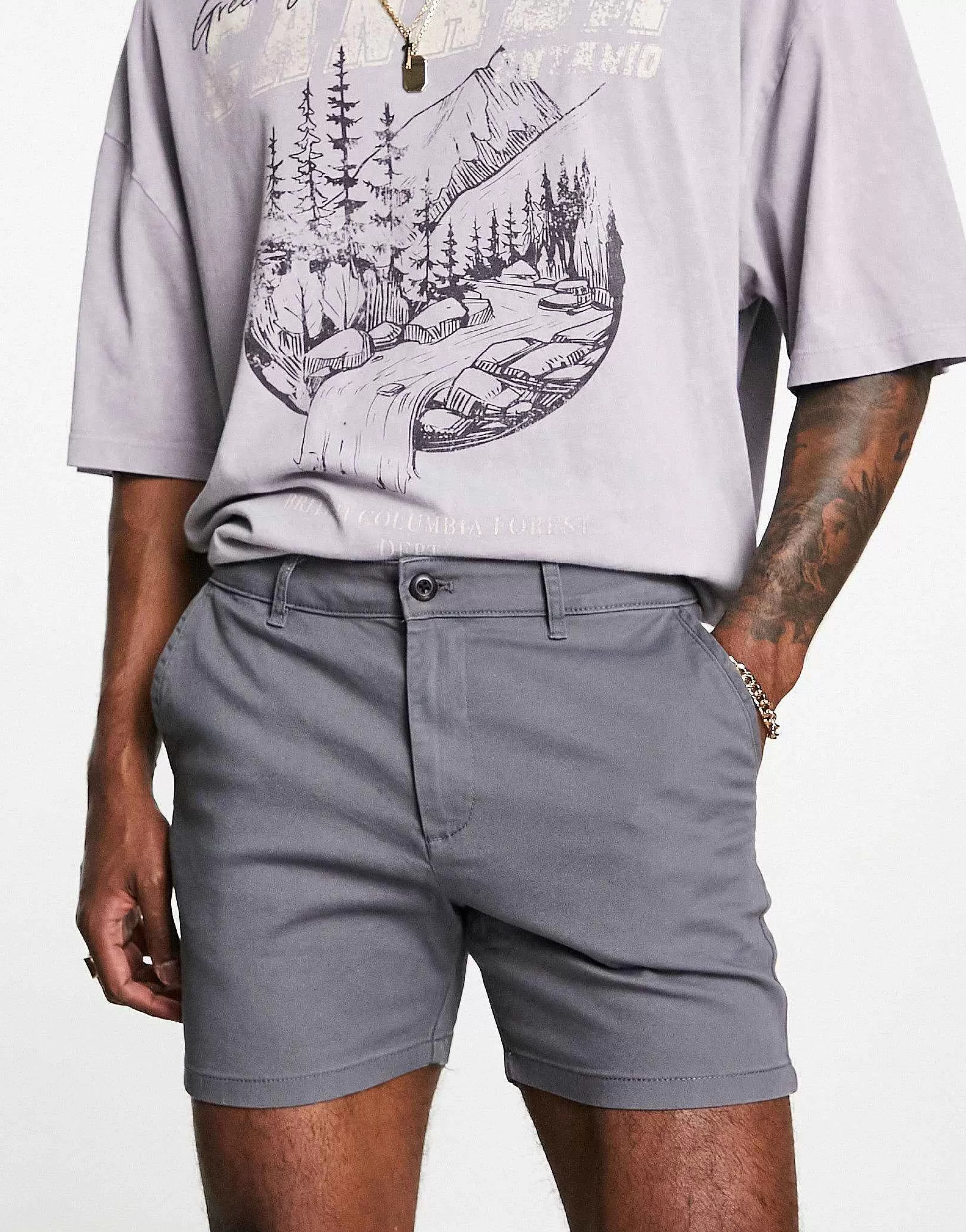 Men DESIGN Skinny Chino Shorts In Shorter Length In