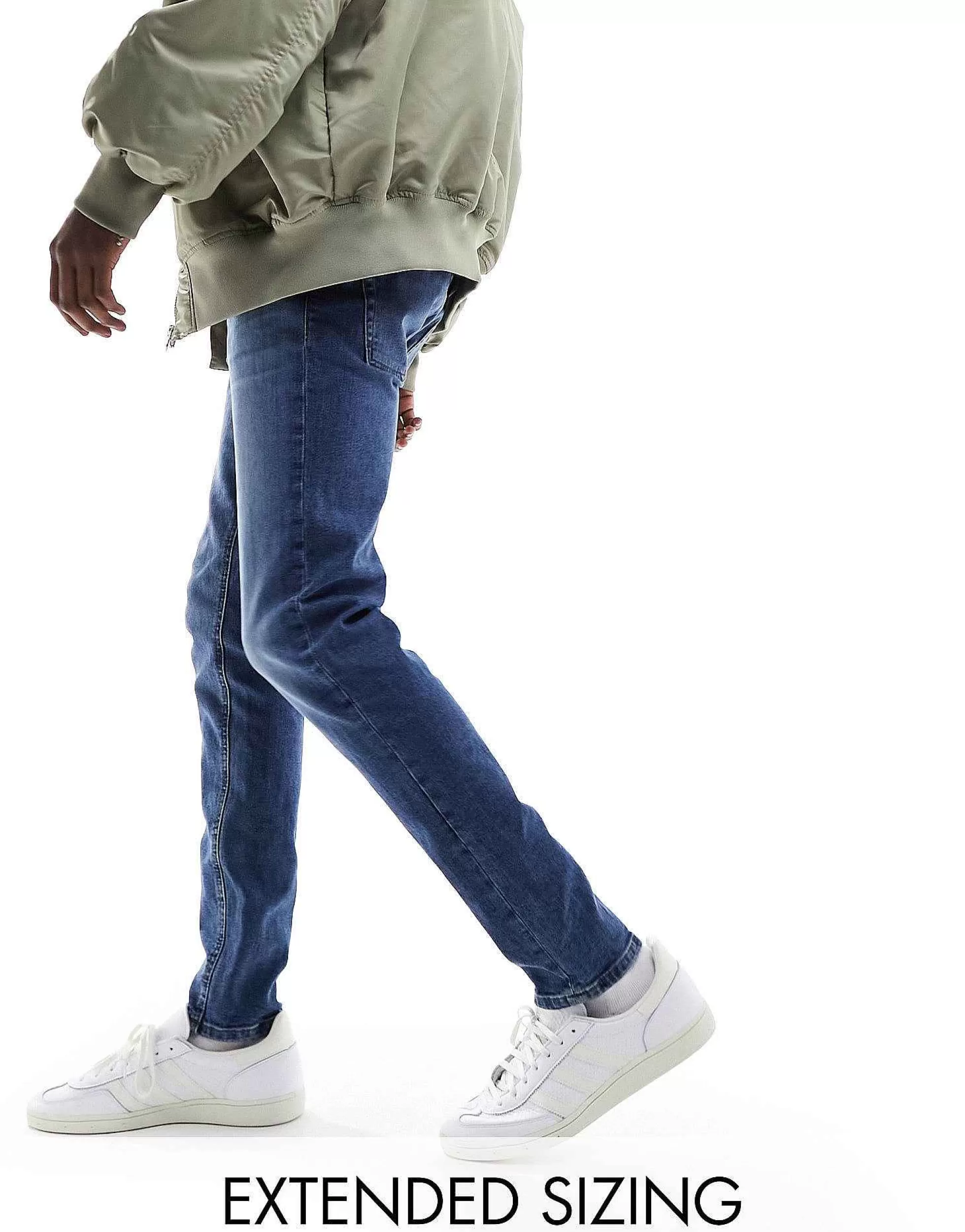 Men DESIGN Skinny Jeans In Vintage Dark Blue