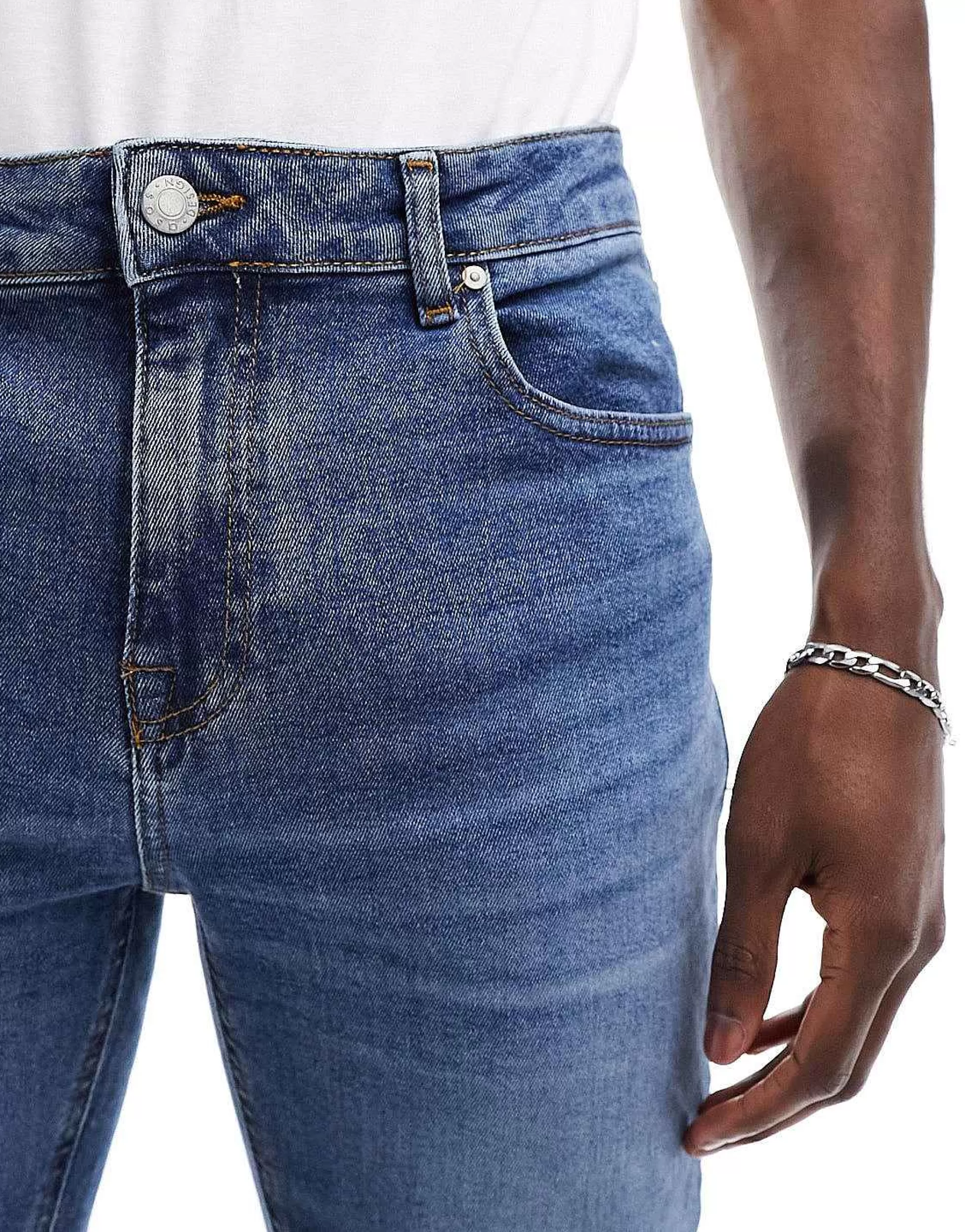 Men DESIGN Skinny Jeans In Vintage Dark Blue