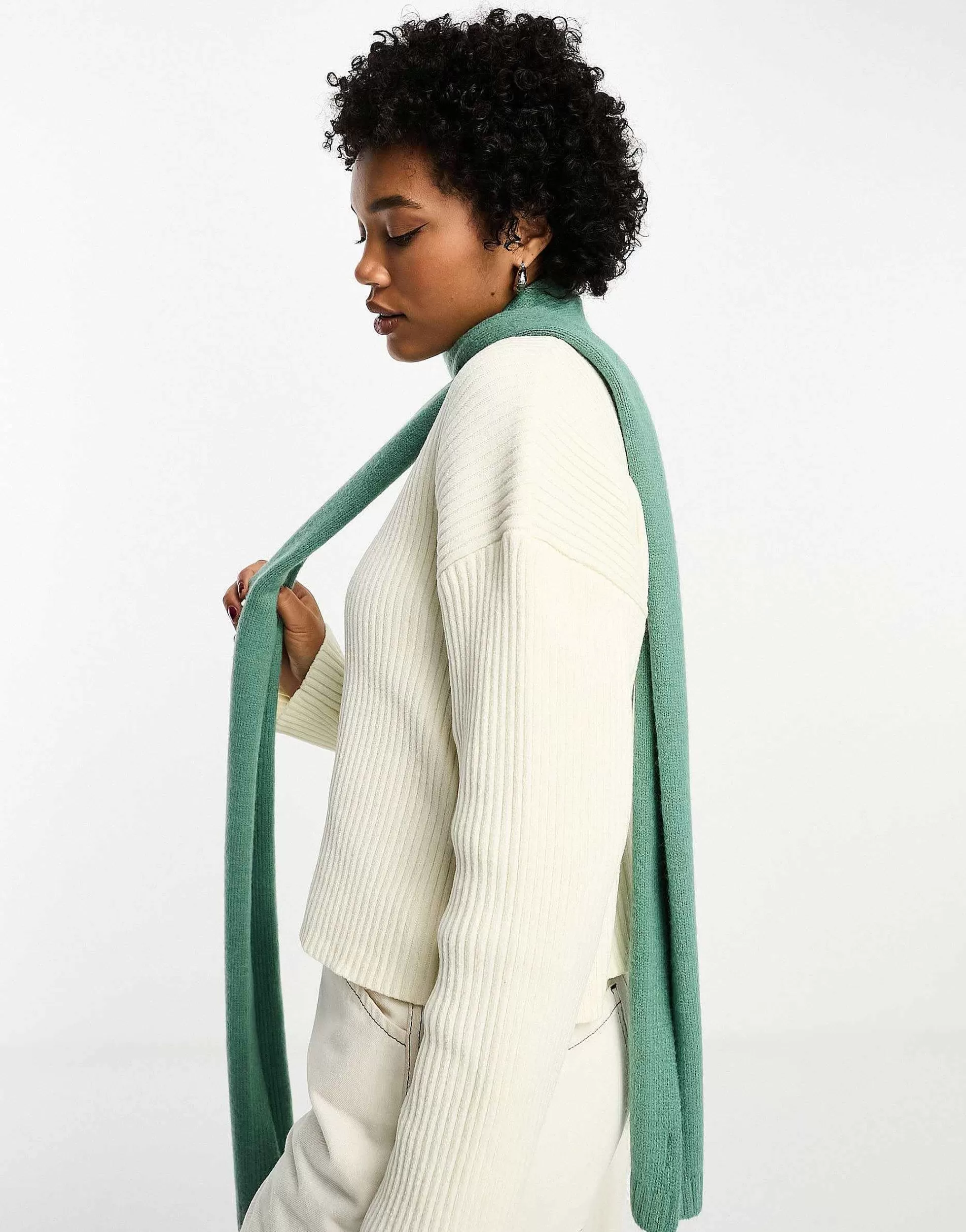 Women DESIGN Skinny Knit Scarf In Dark