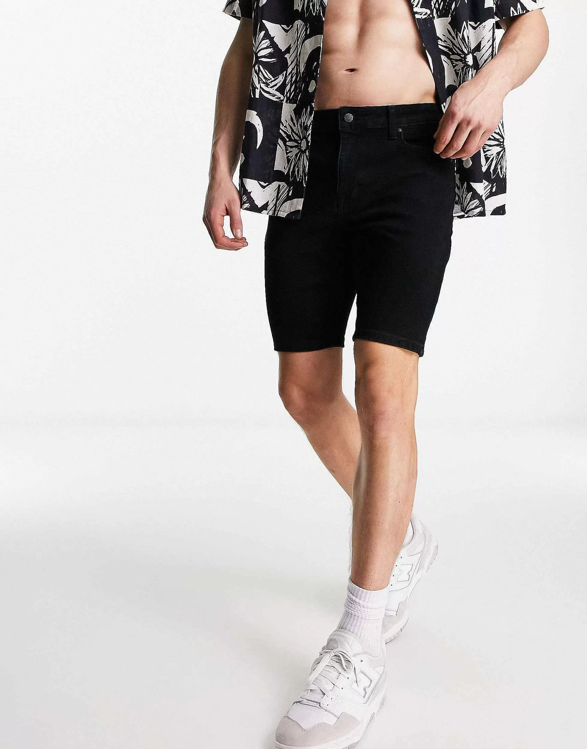 Men DESIGN Skinny Regular Length Denim Shorts In