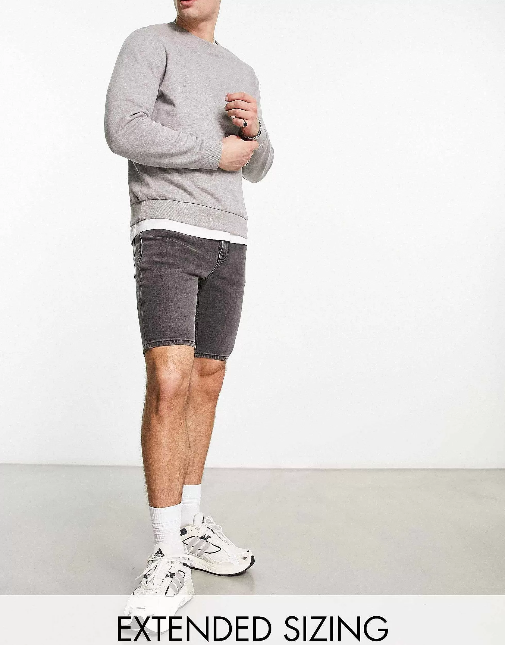 Men DESIGN Skinny Regular Length Denim Shorts In Wash