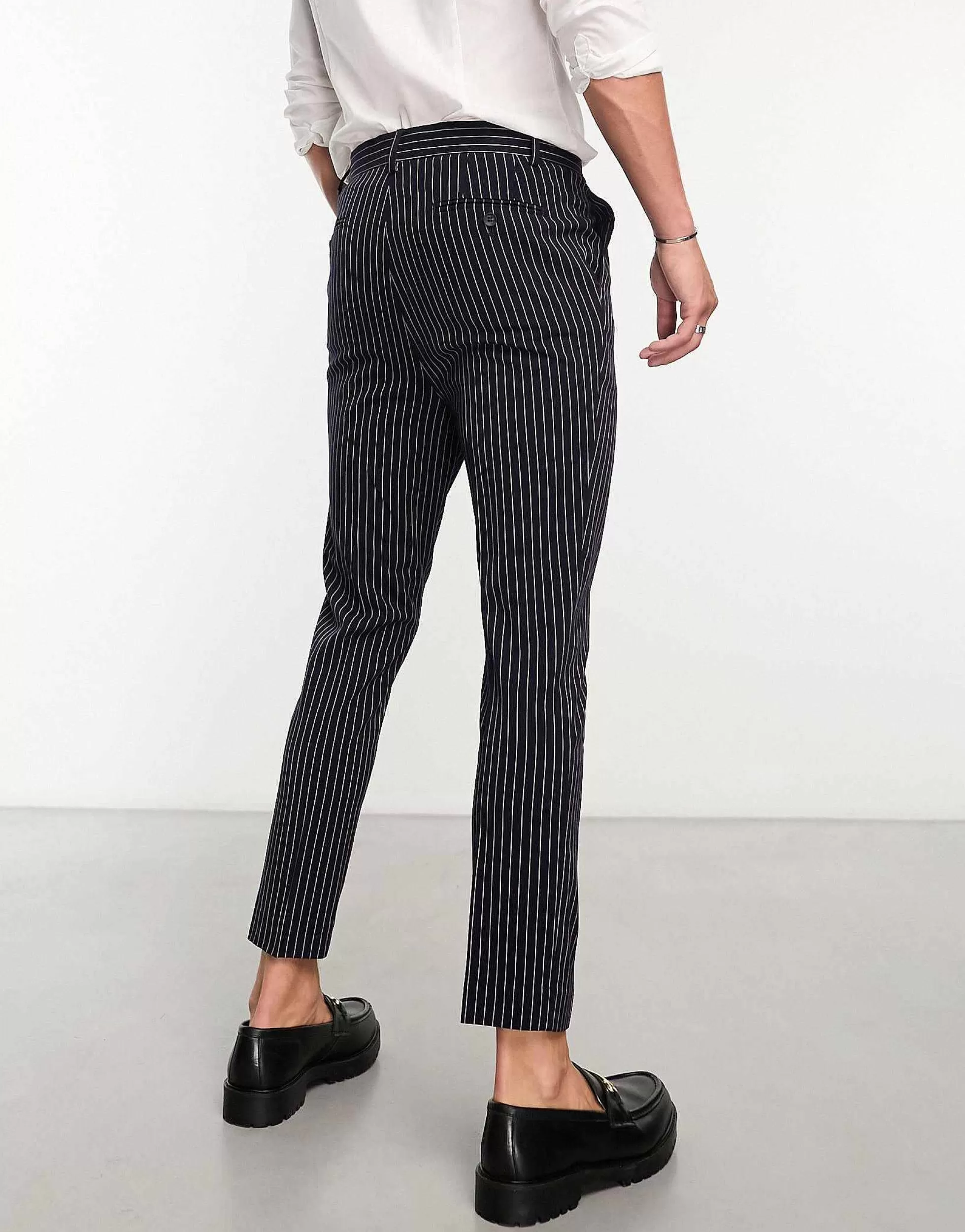 Men DESIGN Skinny Smart Trousers In Pin Stripe