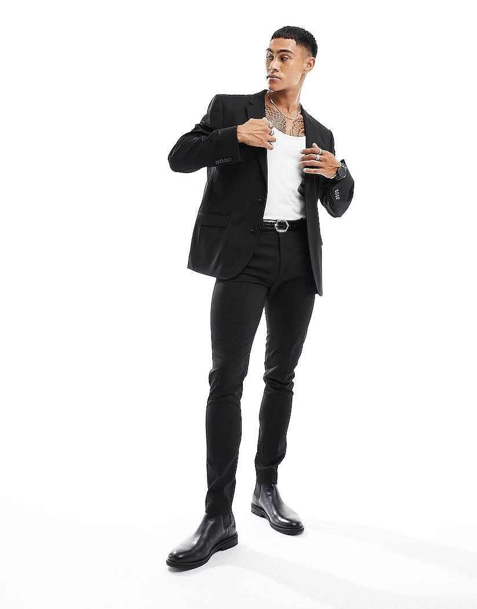 Men DESIGN Slim Suit In Black