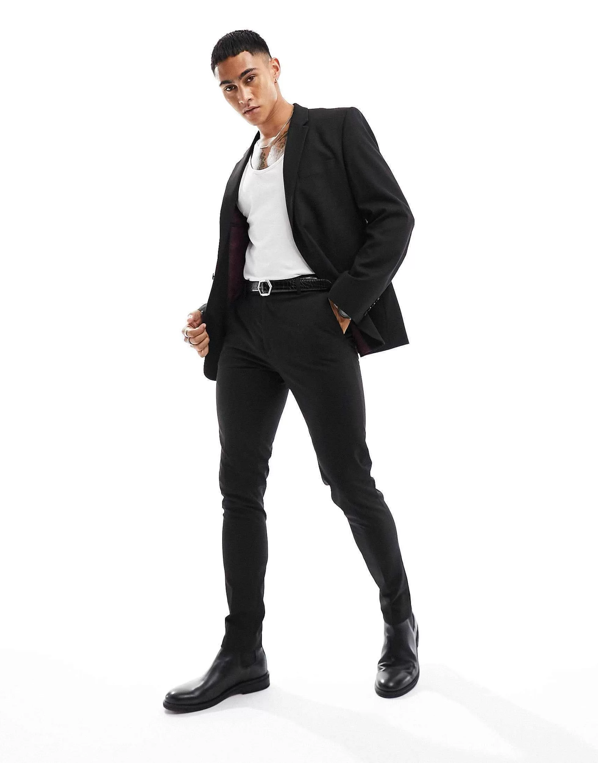 Men DESIGN Slim Suit In Black