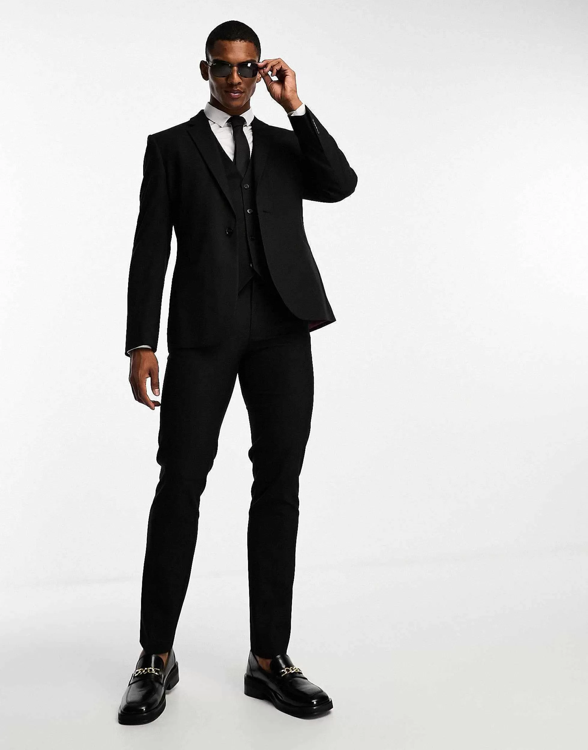 Men DESIGN Slim Suit In Black