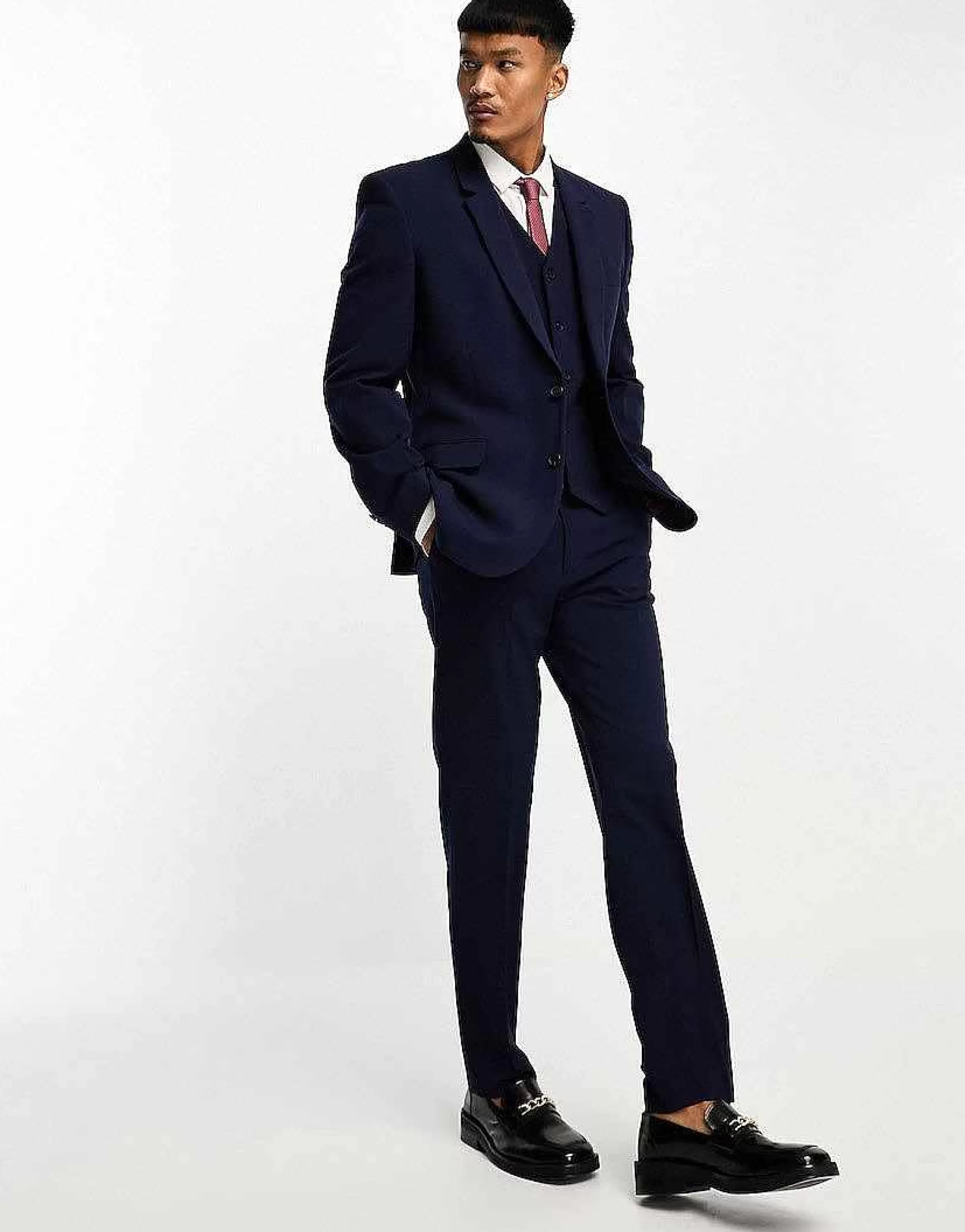 Men DESIGN Slim Suit In Navy