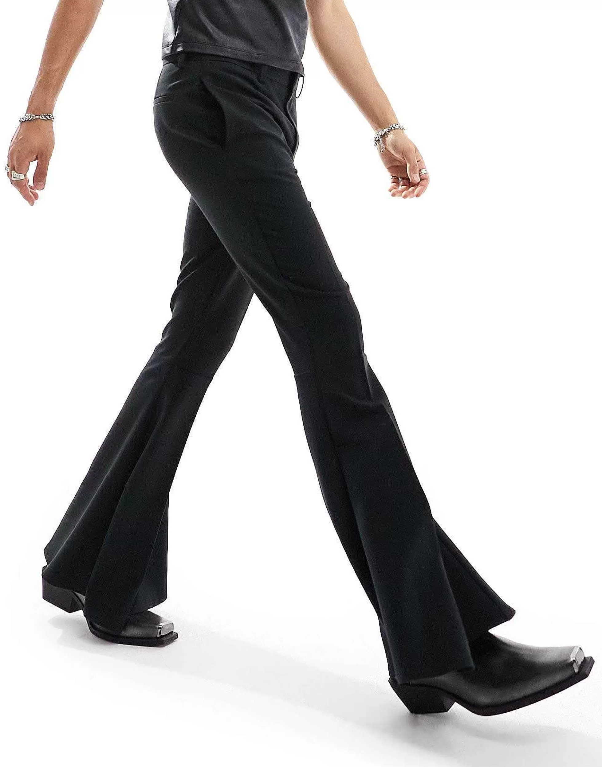 Men DESIGN Smart Extreme Flared Trousers In