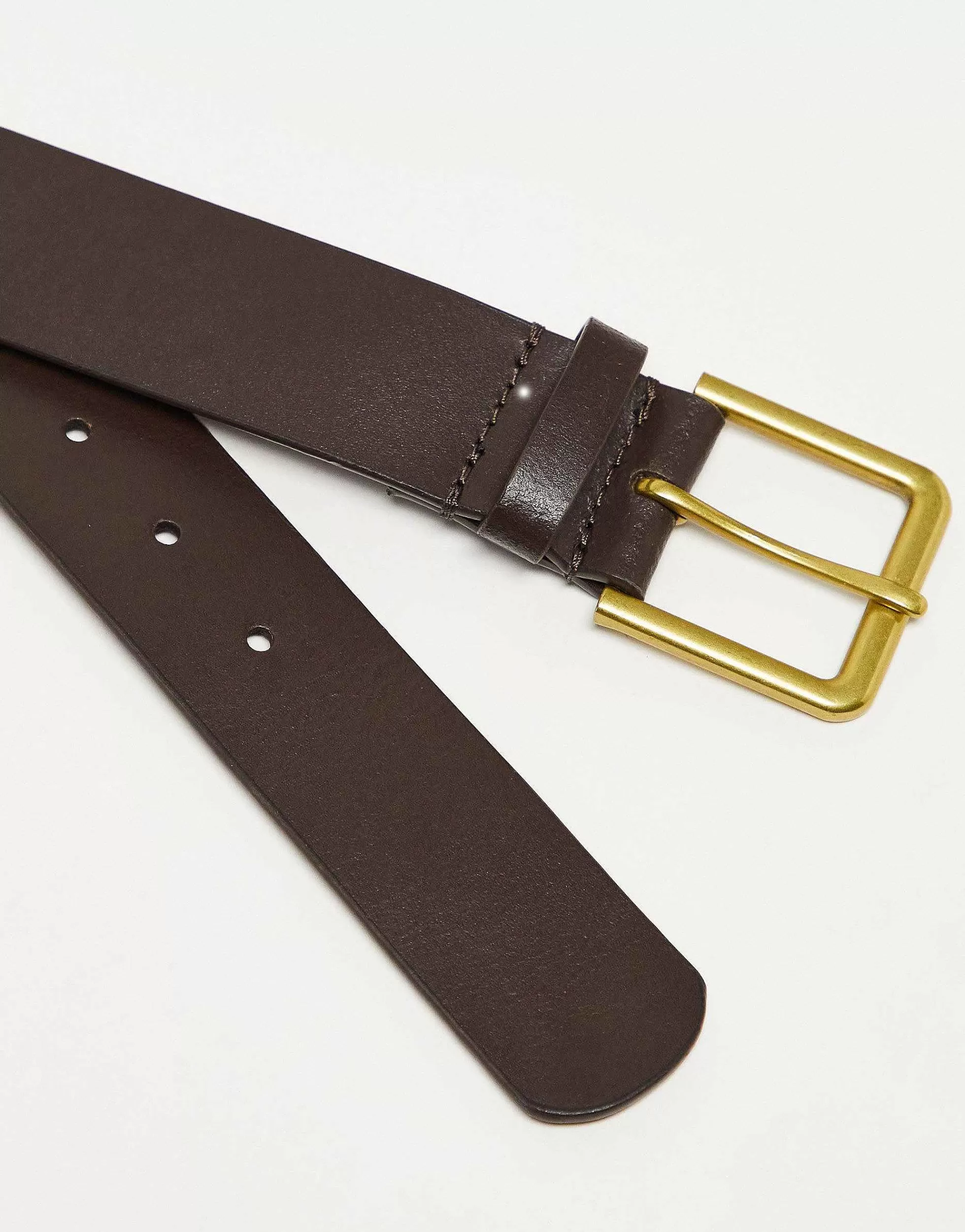 Men DESIGN Smart Leather Belt With Gold Buckle In